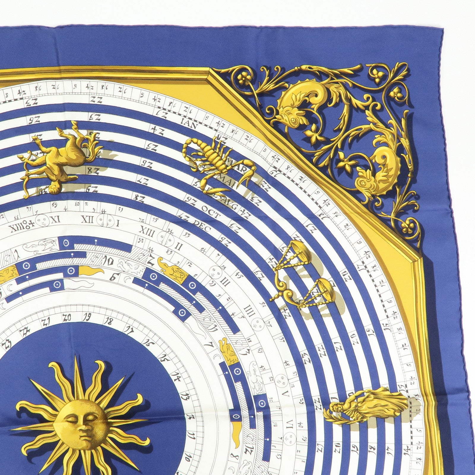 HERMES Carre 90 Silk 100% Scarf DIES ET HORE Multicolor