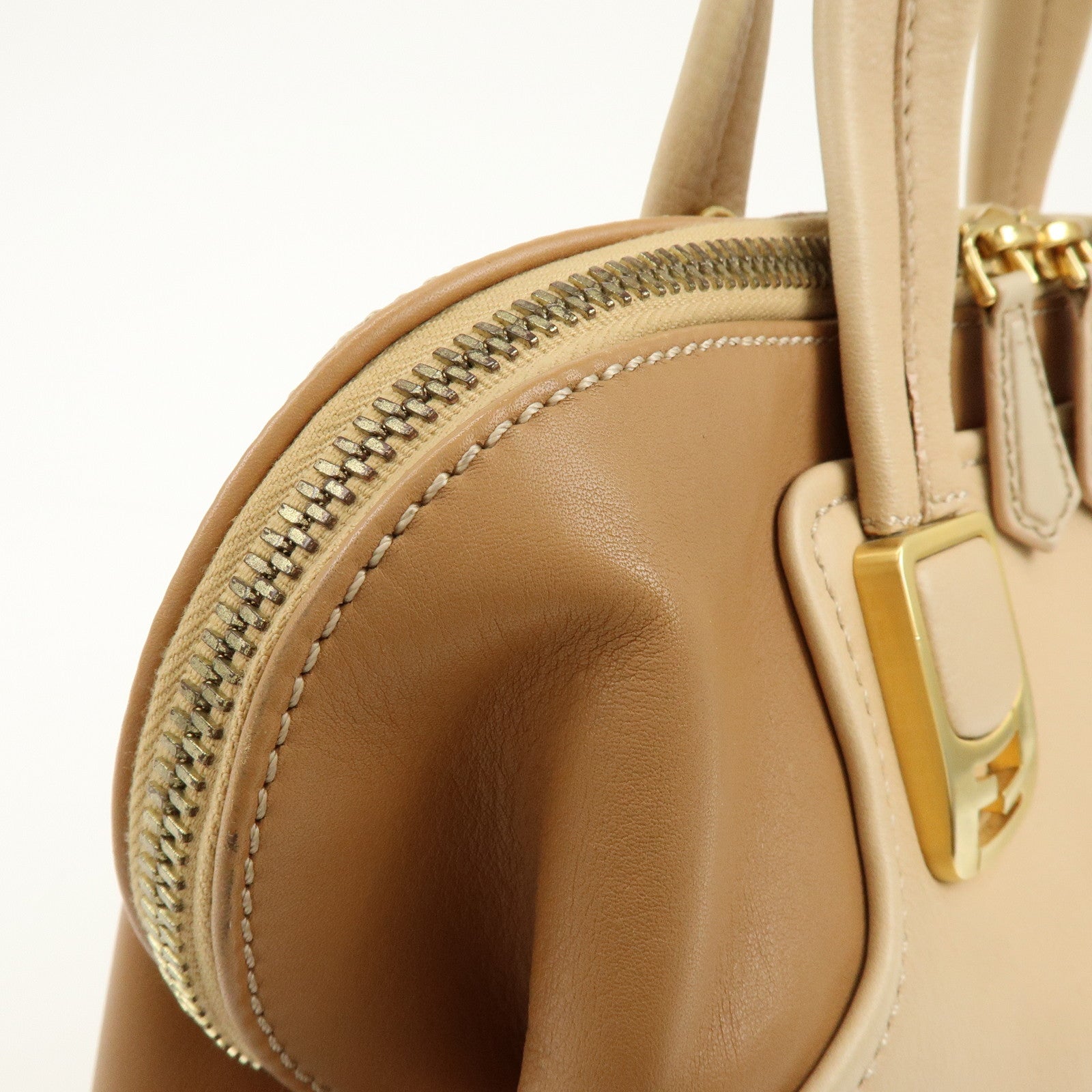 FENDI Leather Chameleon 2Way Hand Bag Shoulder Bag Beige 8BL114