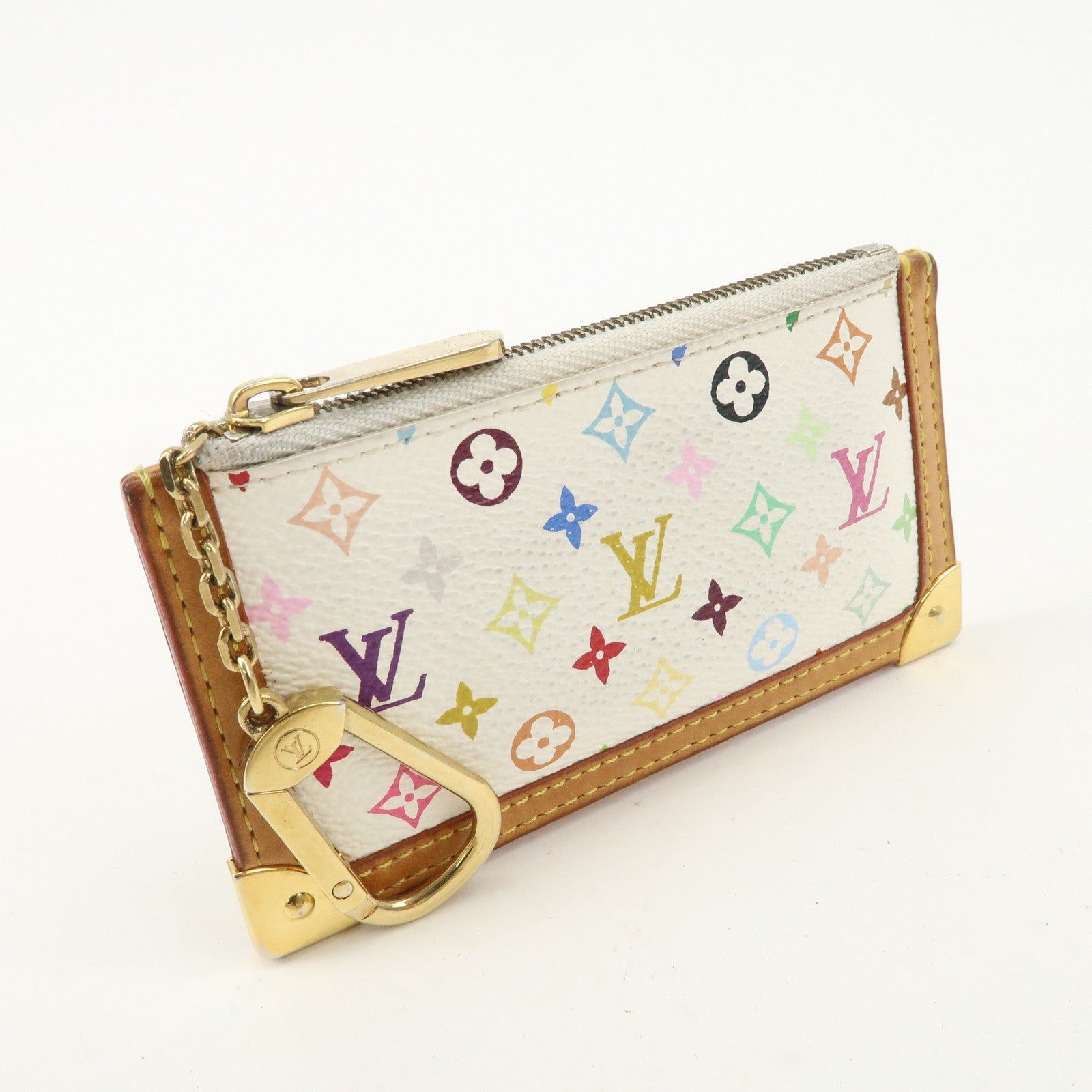 Louis Vuitton Monogram Multicolor Pochette Cles Coin Case Blanc M92655 Used
