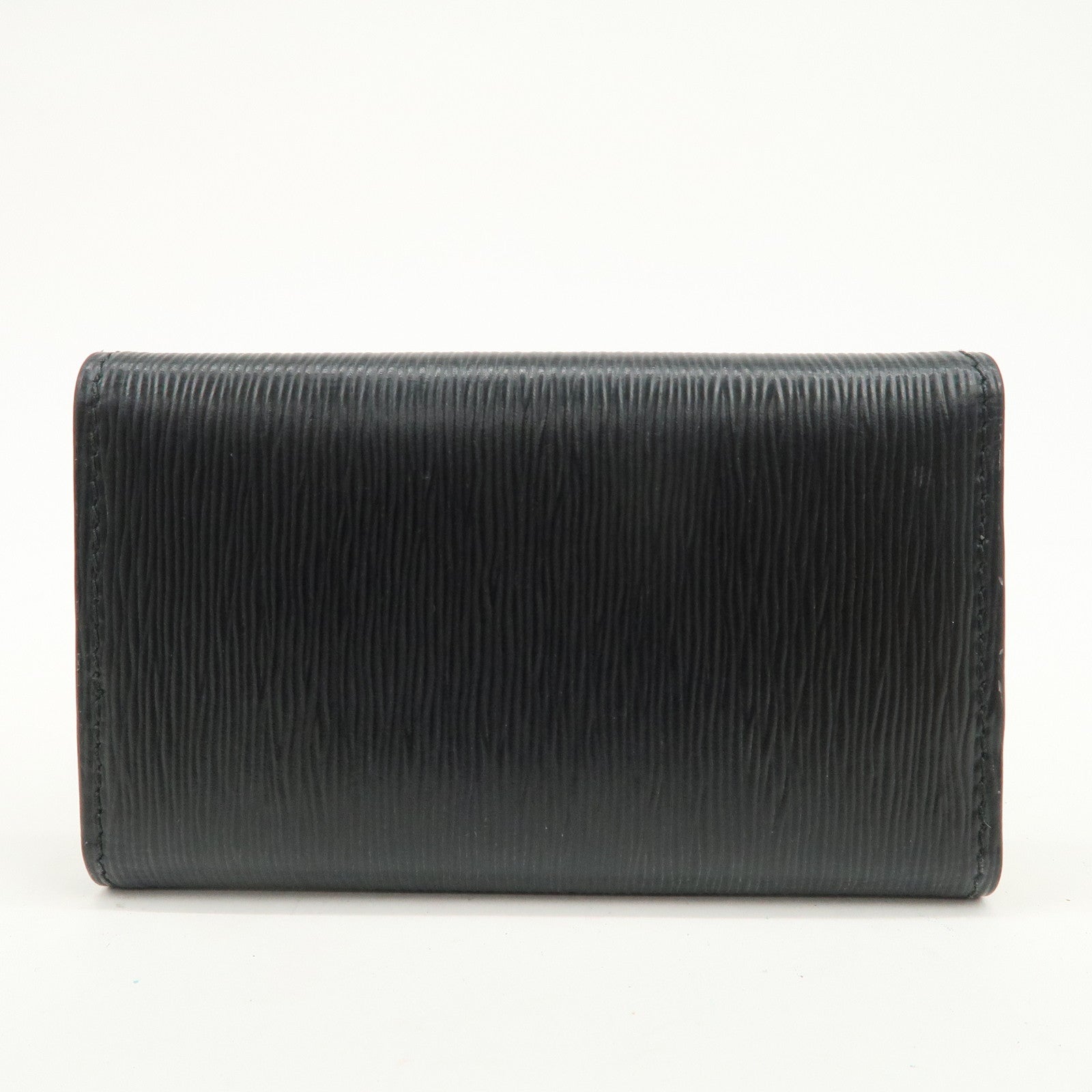 PRADA Triangle Logo Leather 6 Key Case Key Holder Black 1PG222