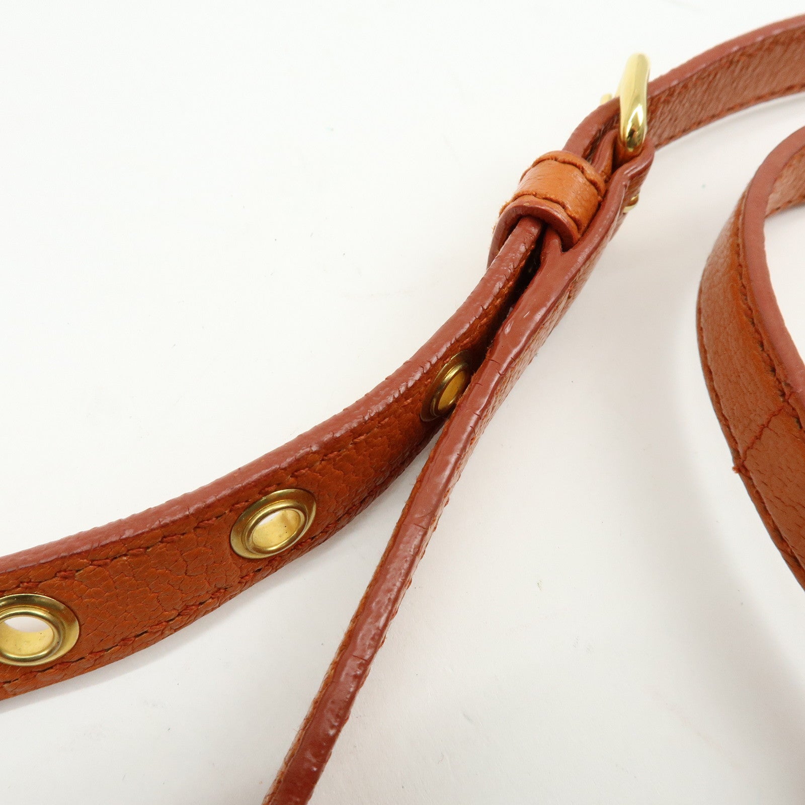 MIU MIU Madras Leather 2Way Shoulder Bag Hand Bag Orange RN0886