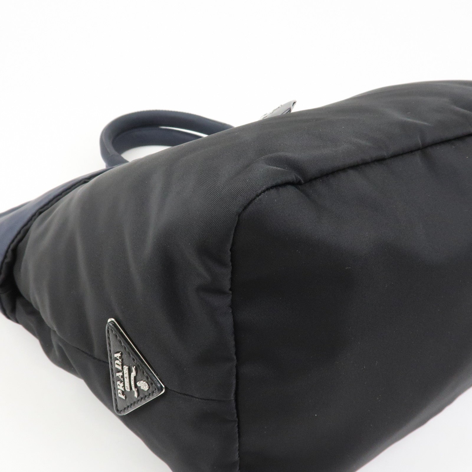 PRADA Nylon 2 Way Bag Hand Bag Shoulder Bag Black Navy BR4521