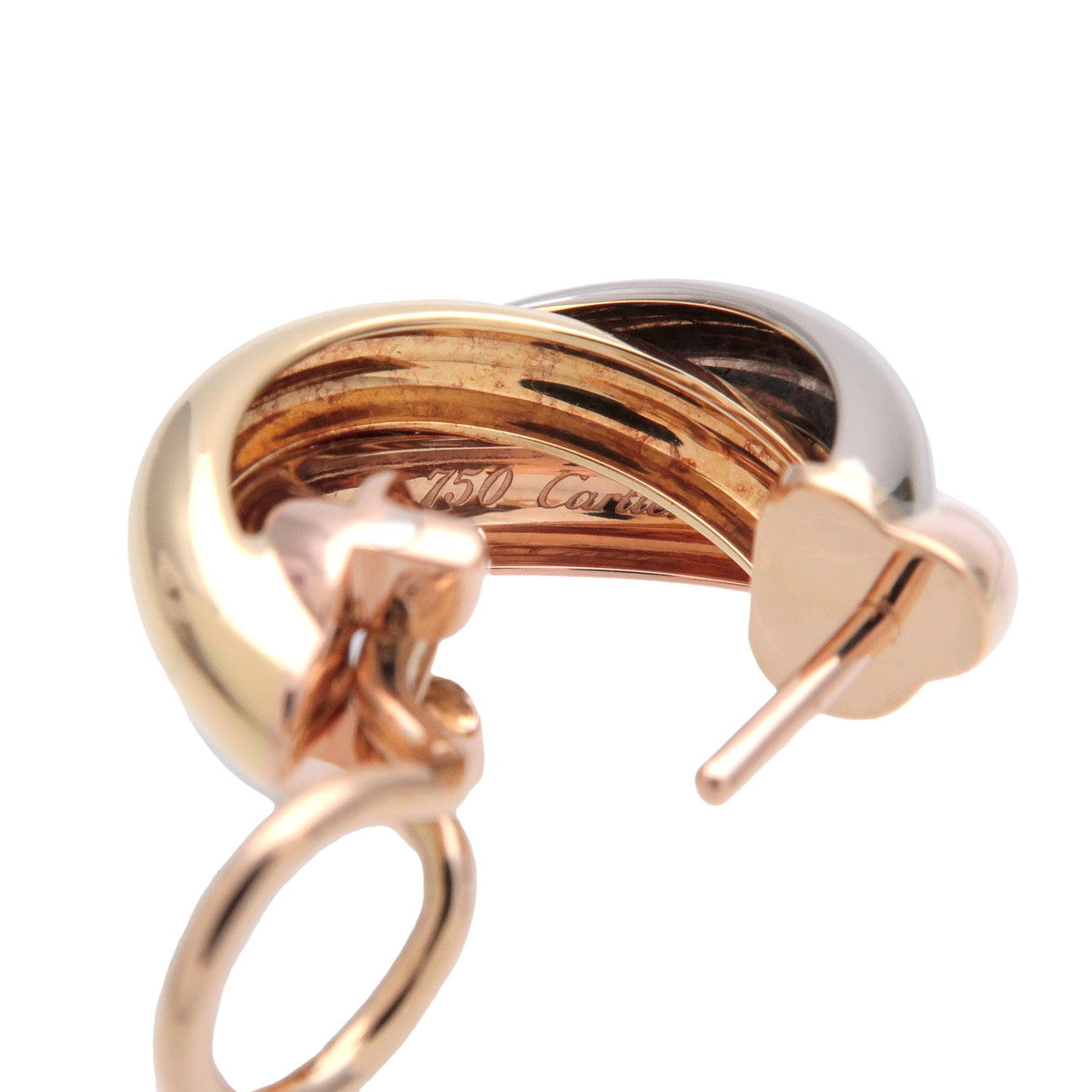 Cartier Trinity Earrings K18 750 White Gold Rose Gold Yellow Gold
