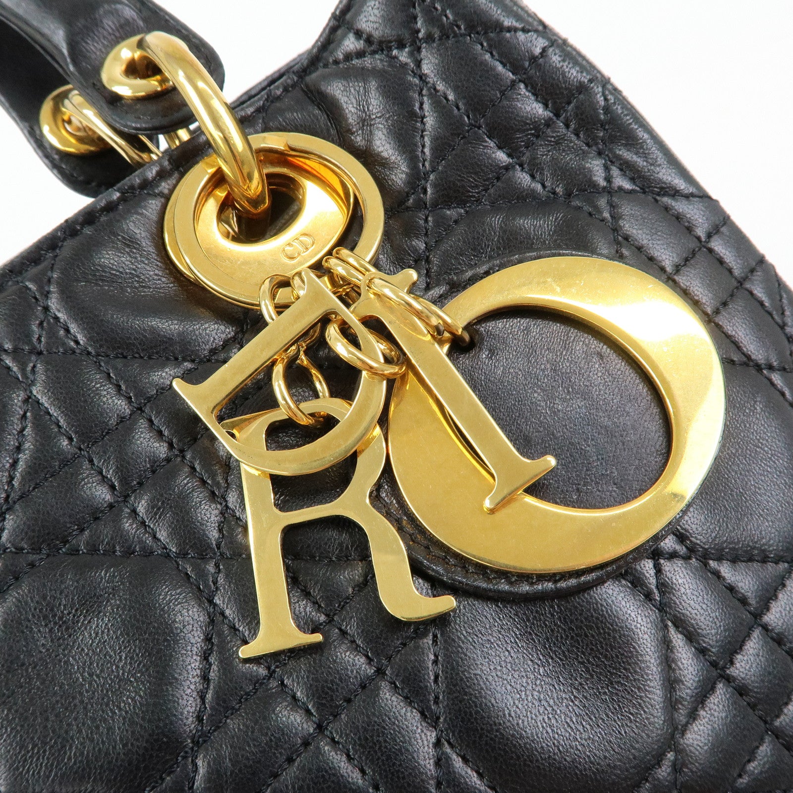 Christian Dior Lady Dior Leather 2Way Bag Hand Bag Black