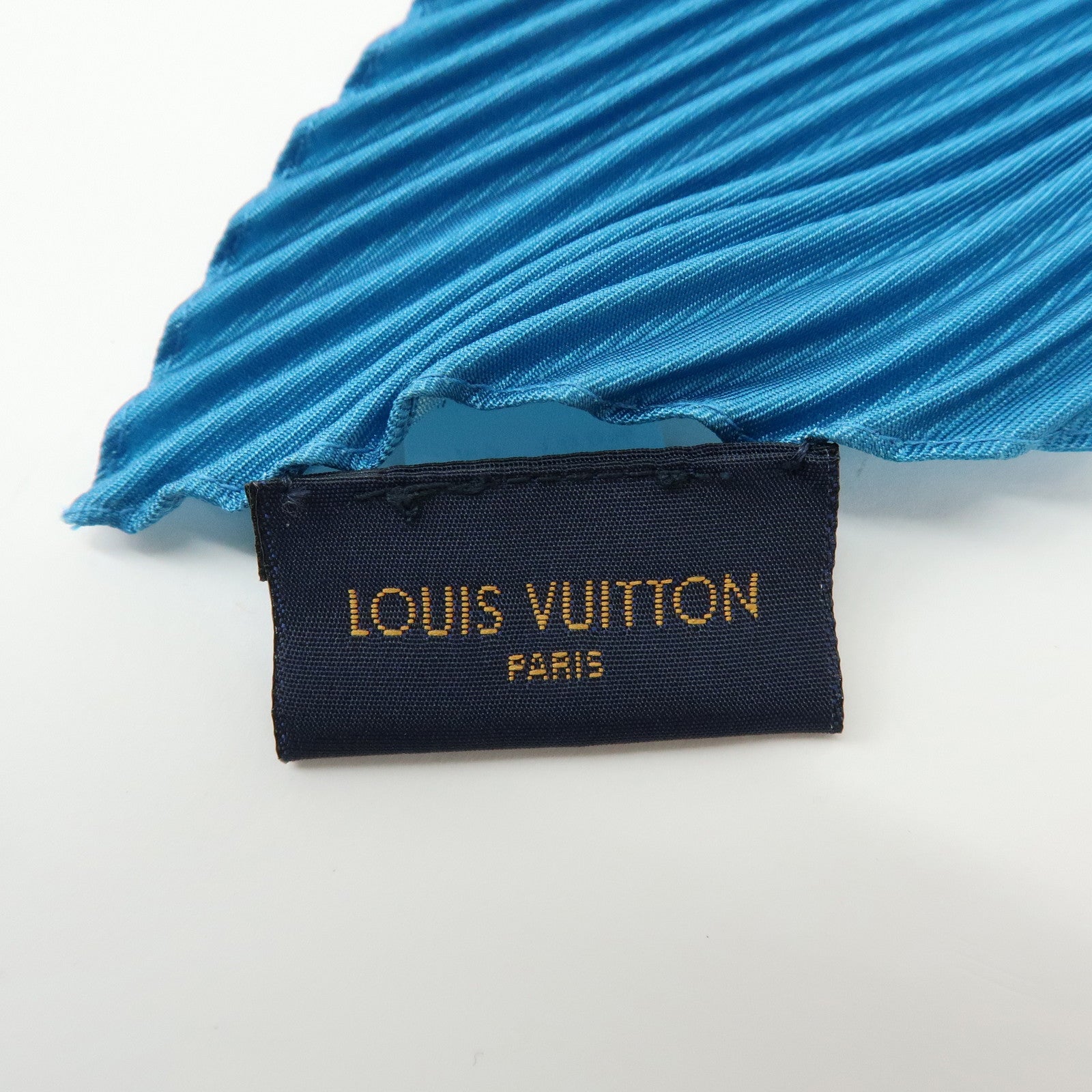 Louis Vuitton Monogram Silk 100% Pleated Scarf Red Blue M73846