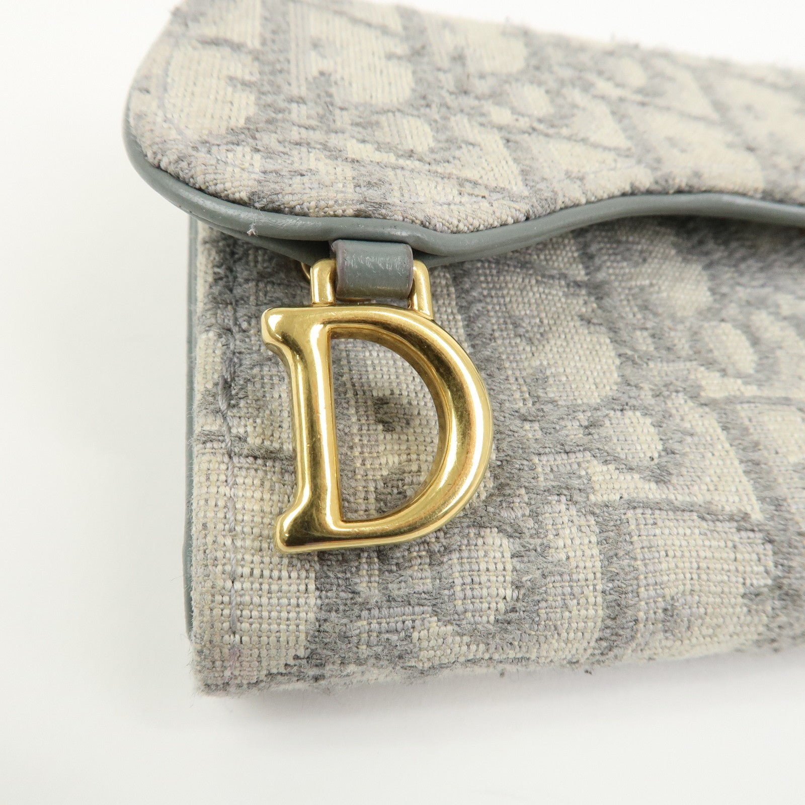 Christian Dior Trotter Saddle Tri-fold Compact Wallet Gray