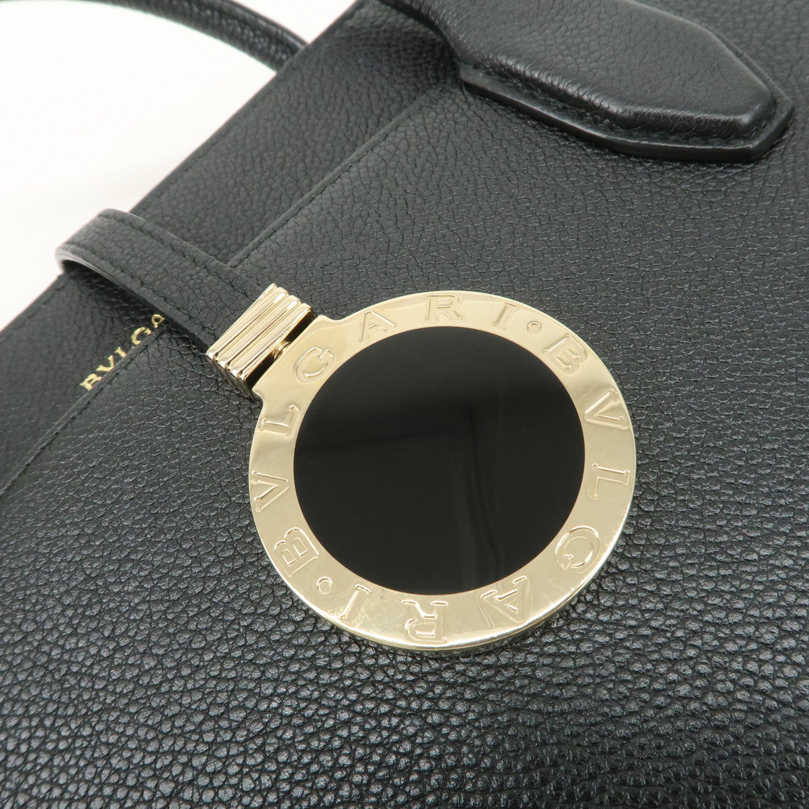 BVLGARI Alba Leather 2Way Hand Bag Shoulder Bag Charm Black
