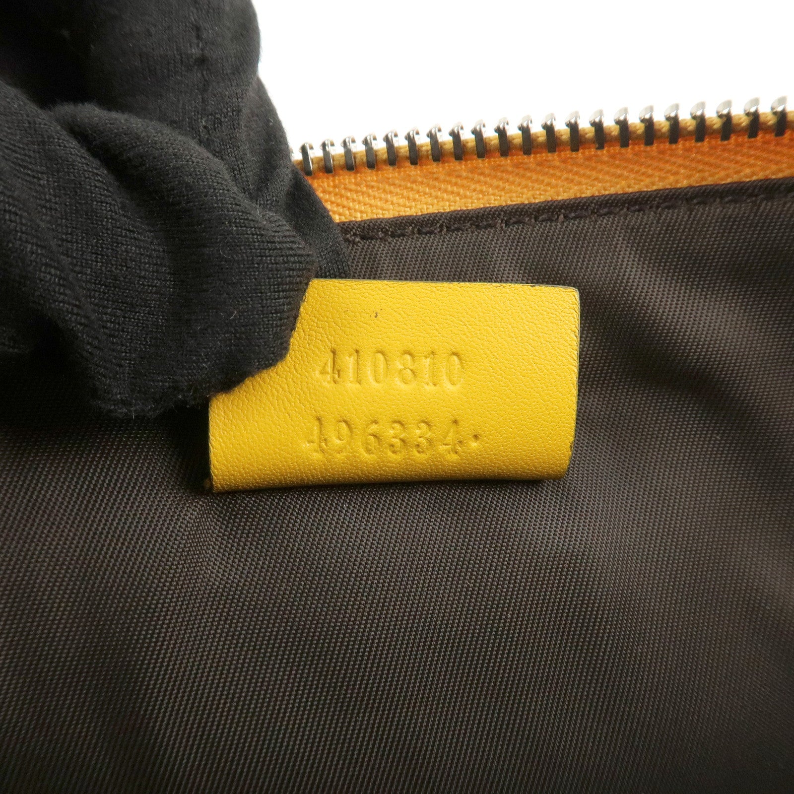 GUCCI GG Supreme Arabesque Leather Clutch Bag Beige Yellow 410810