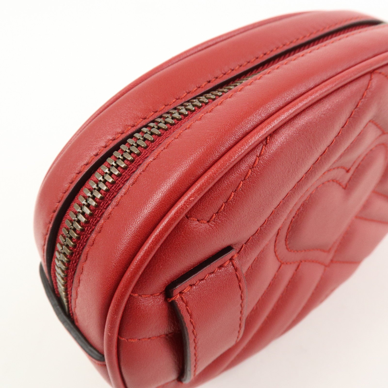 GUCCI GG Marmont Leather Waist Bag Crossbody Bag Red 476434
