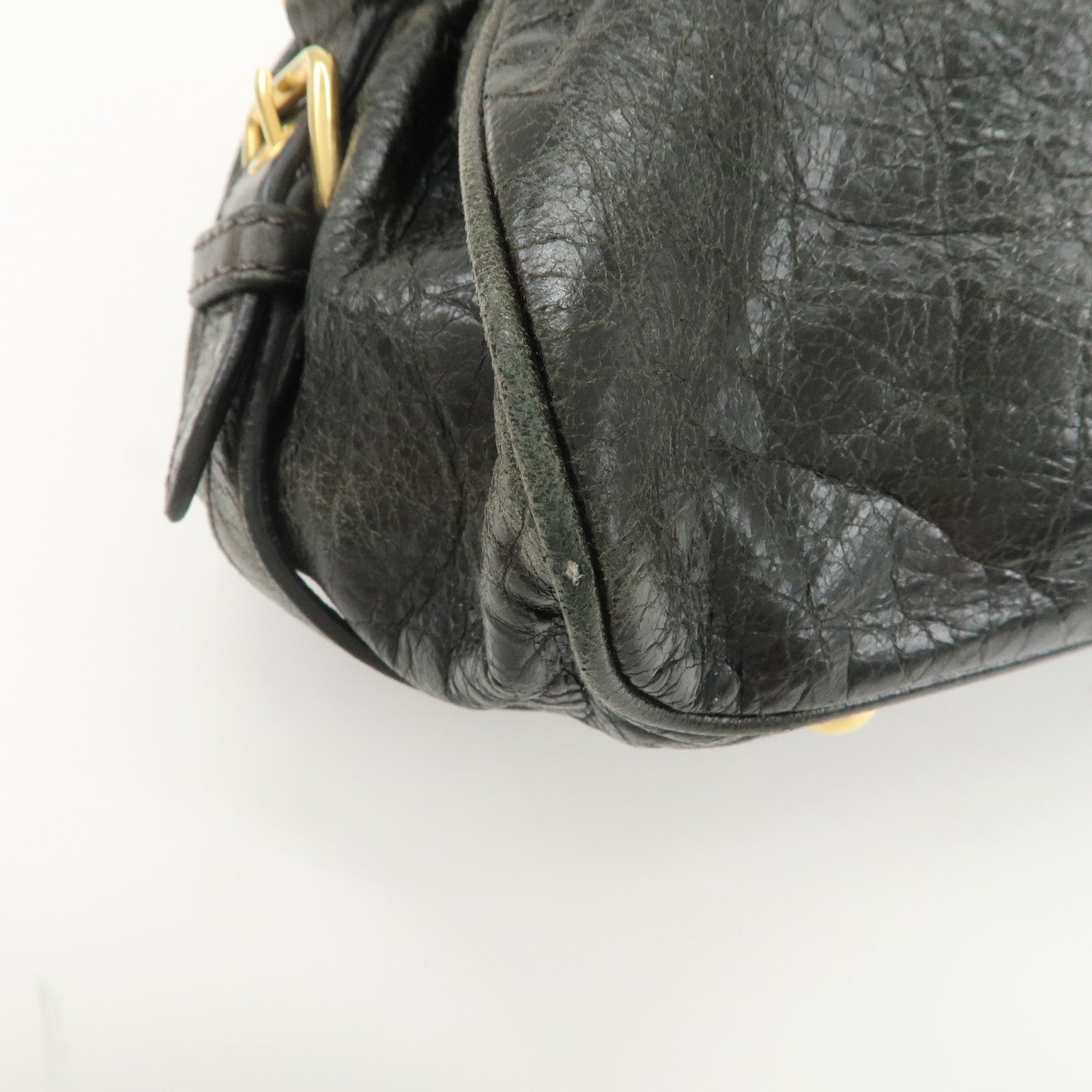 MIU MIU Logo Leather 2Way Bag Hand Bag Shoulder Bag Black