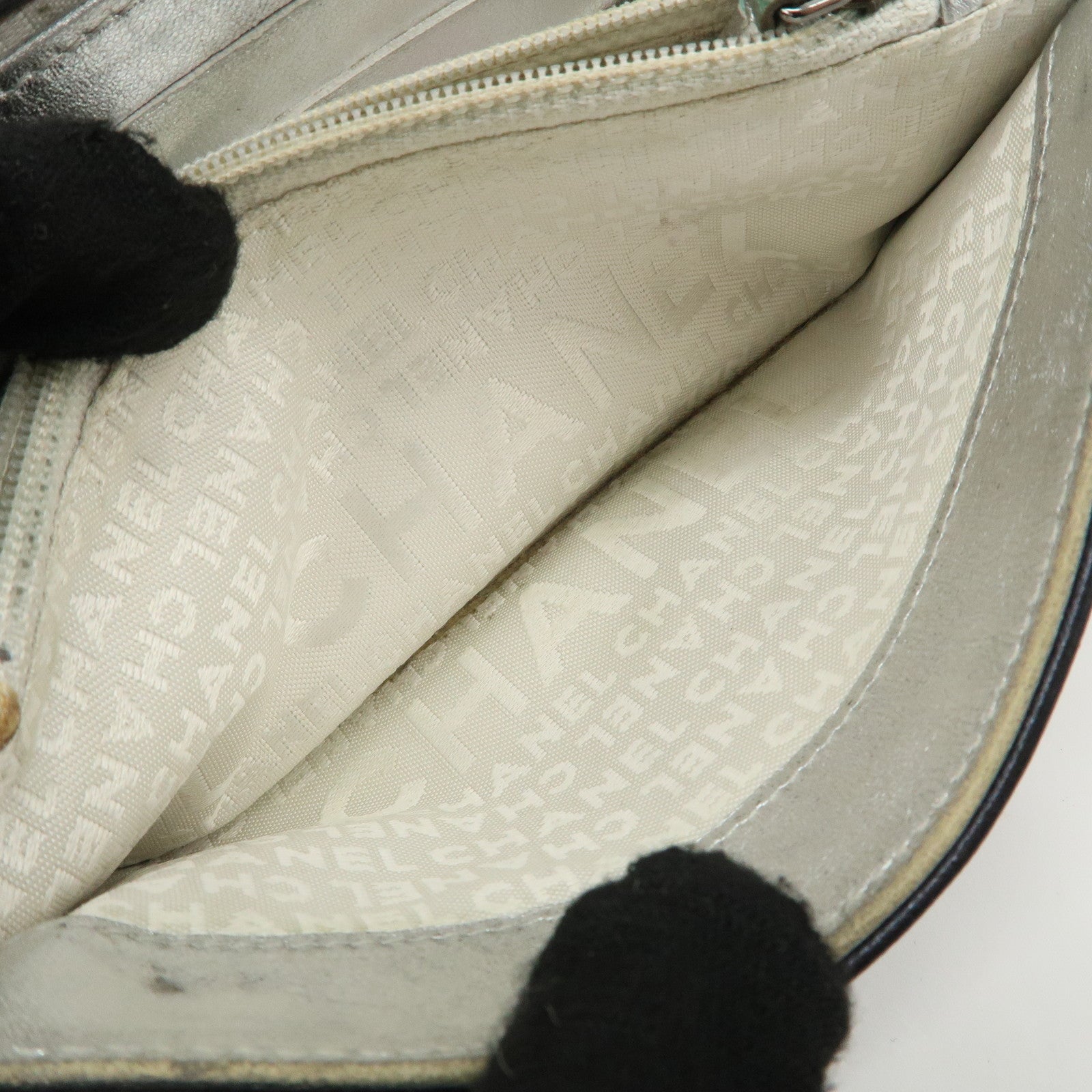 CHANEL Icon Line COCO Mark Lamb Skin Bi-fold Wallet Black Used