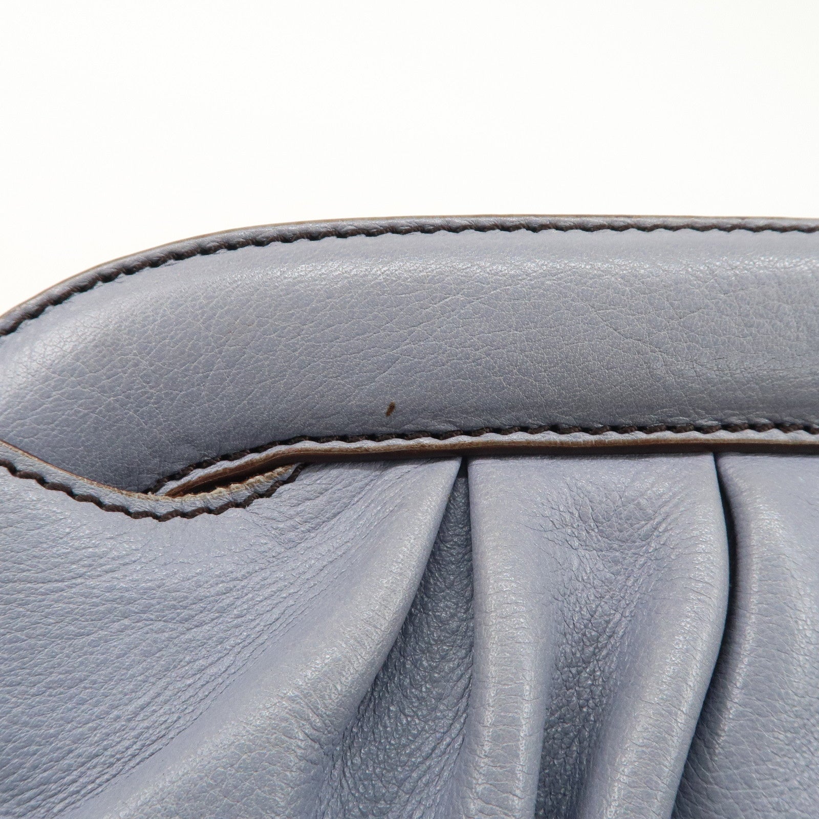 FENDI Leather Shoulder Bag Hand Bag Blue Gold HDW Used