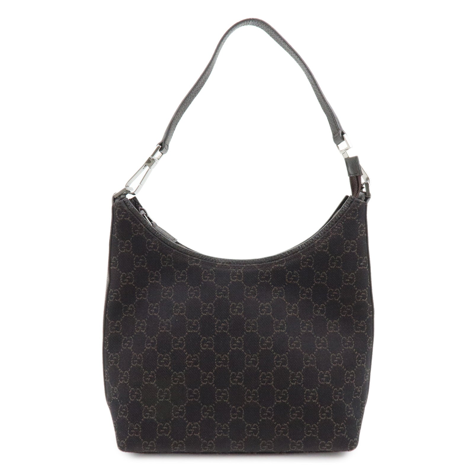 GUCCI GG Denim Leather Shoulder Bag Hand Bag Dark Brown 28335