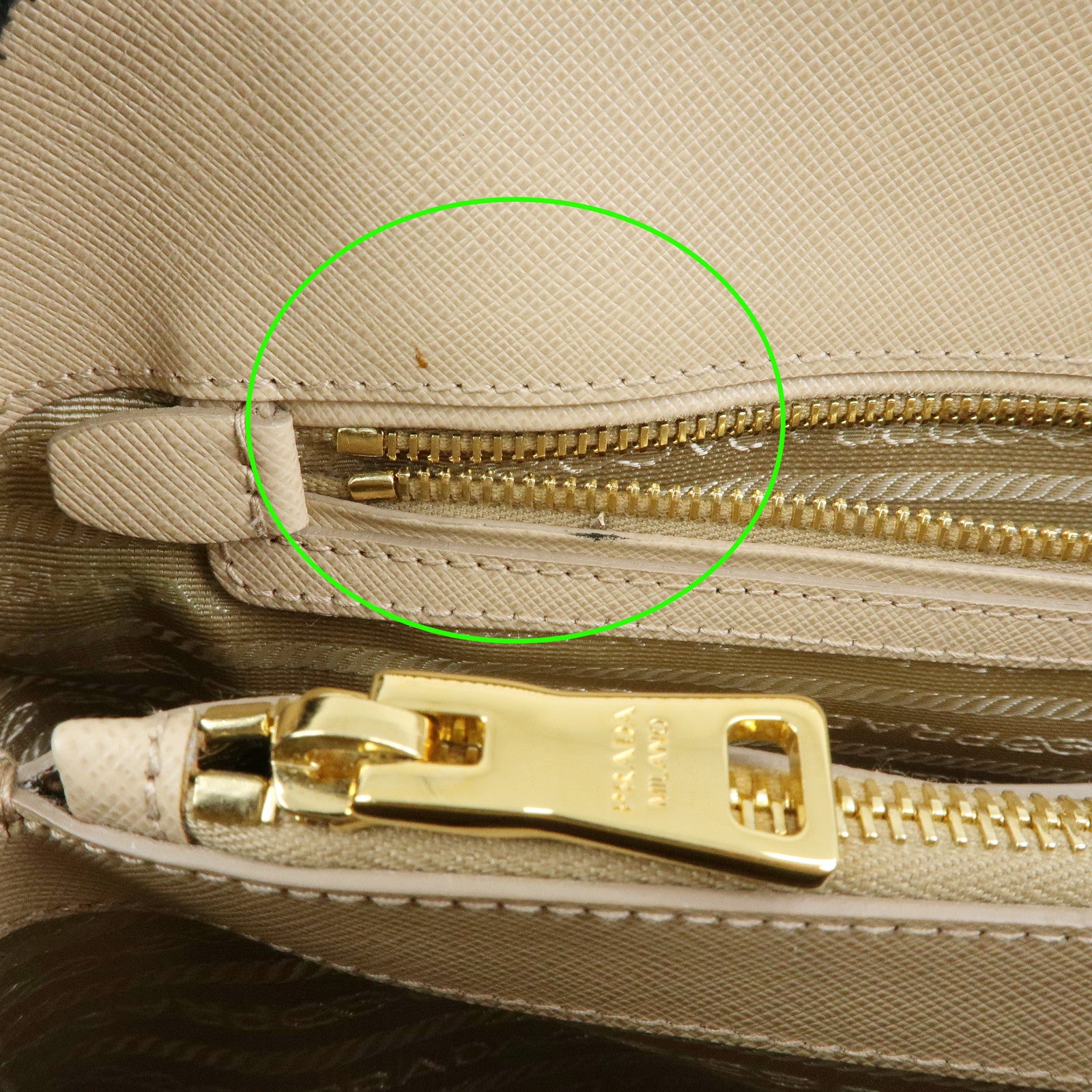 PRADA Triangle Logo Saffiano Leather 2Way Shoulder Bag Beige BL0837