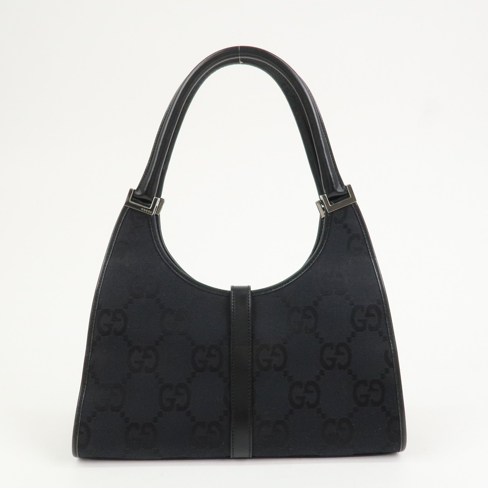 GUCCI Jackie GG Canvas Leather Shoulder Bag Hand Bag Black 002.1067