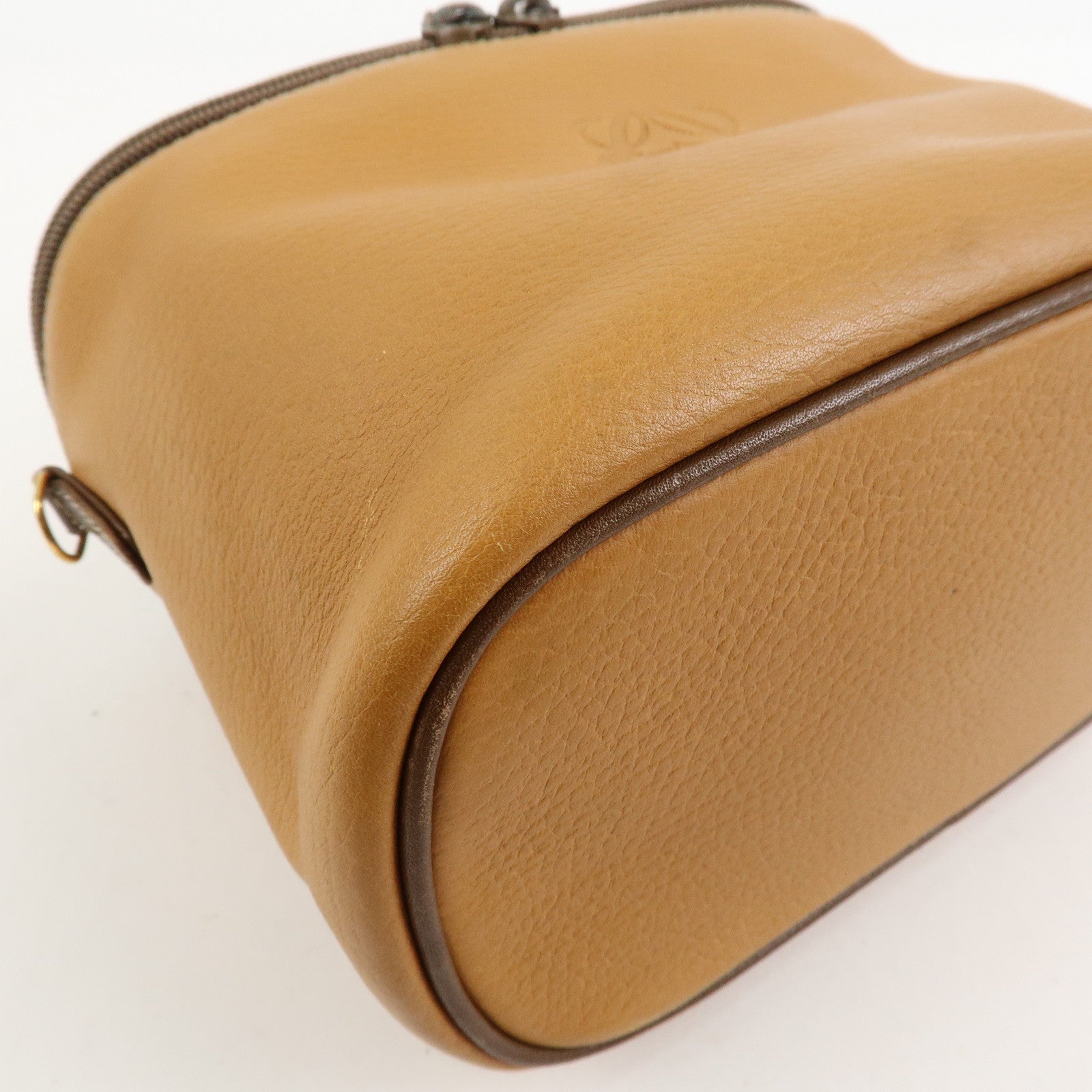 LOEWE Leather 2WAY Bag Hand Bag Shoulder Bag Brown Gold Hardware