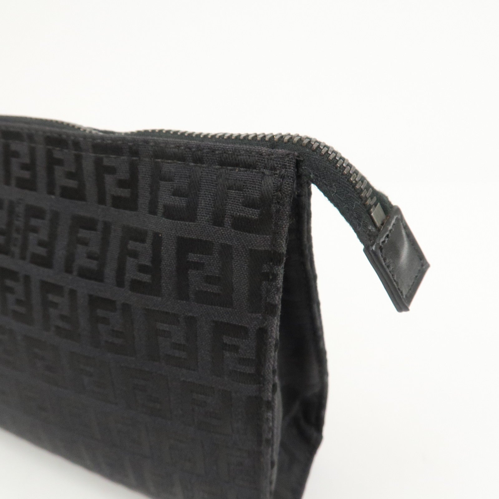 FENDI Zucchino Logo Canvas Cosmetic Pouch Black 7N0007