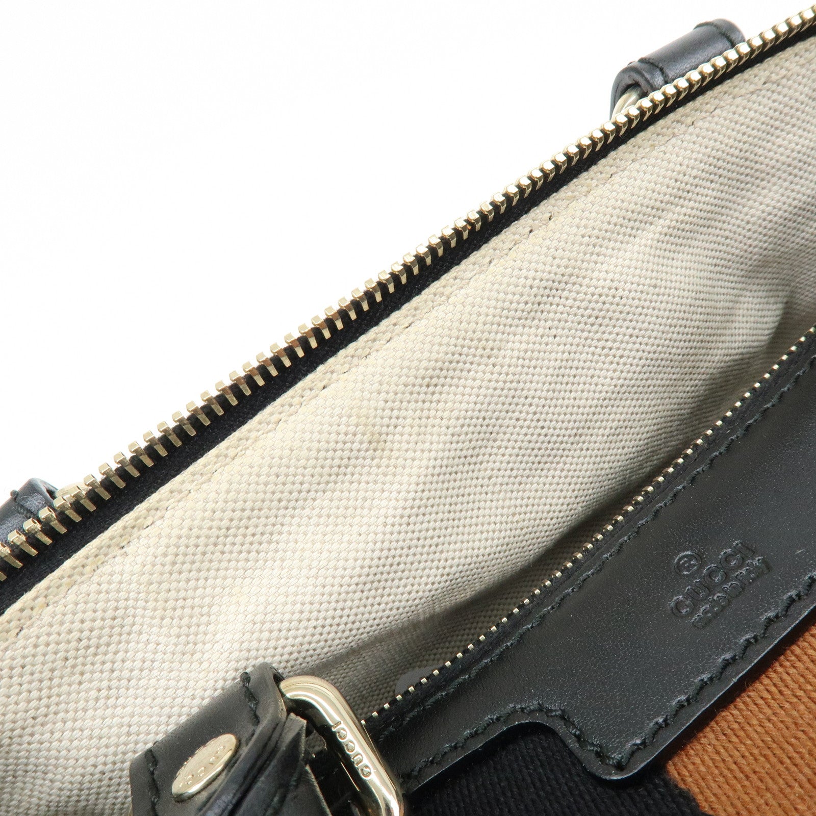 GUCCI Diamante Sherry Canvas Leather 2Way Boston Bag Beige 269876