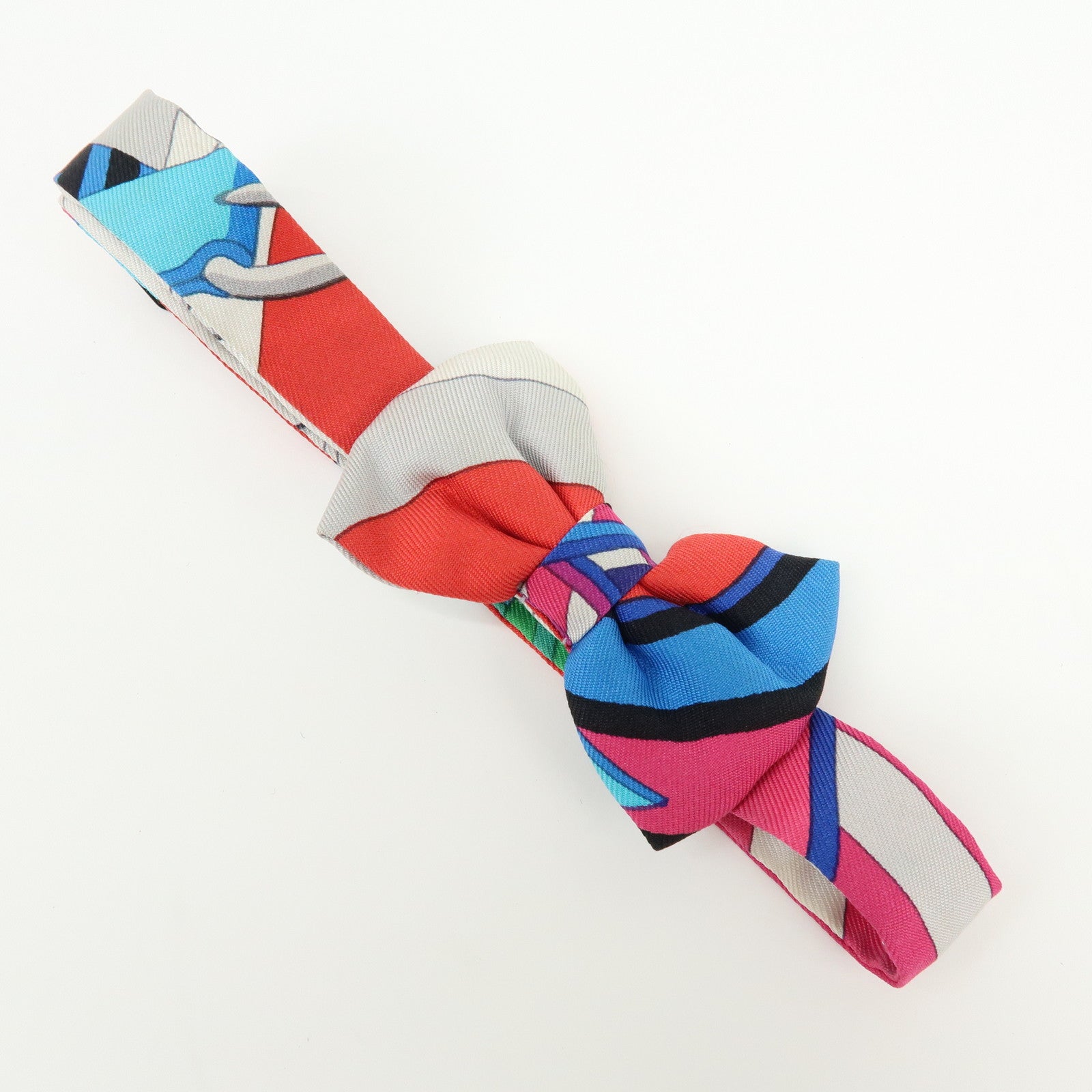 HERMES Silk100% Noeud Papillon Ribbon Bow Tie Multicolor
