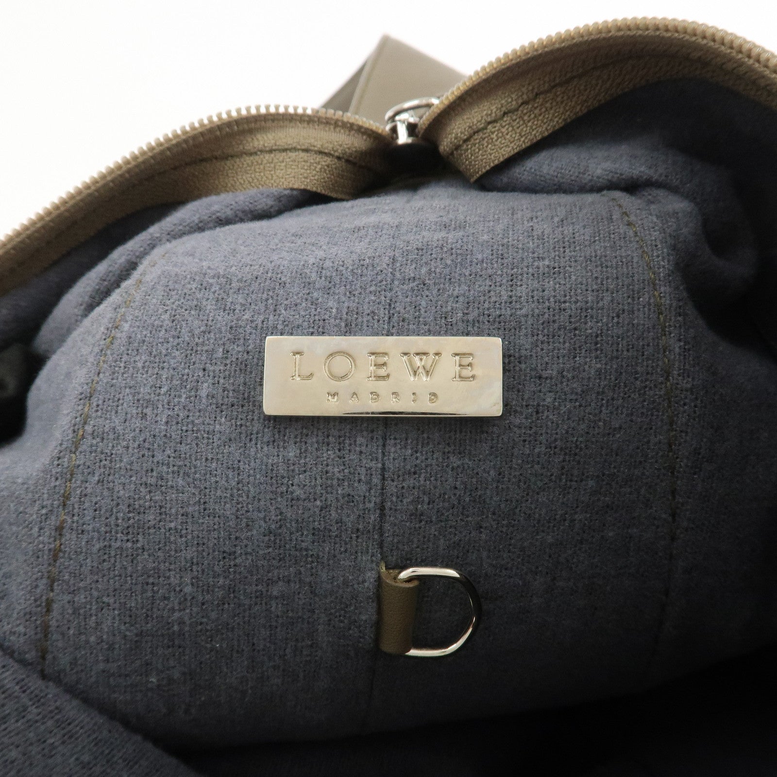 LOEWE Anagram Canvas Leather Backpack Rucksuck Khaki Brown