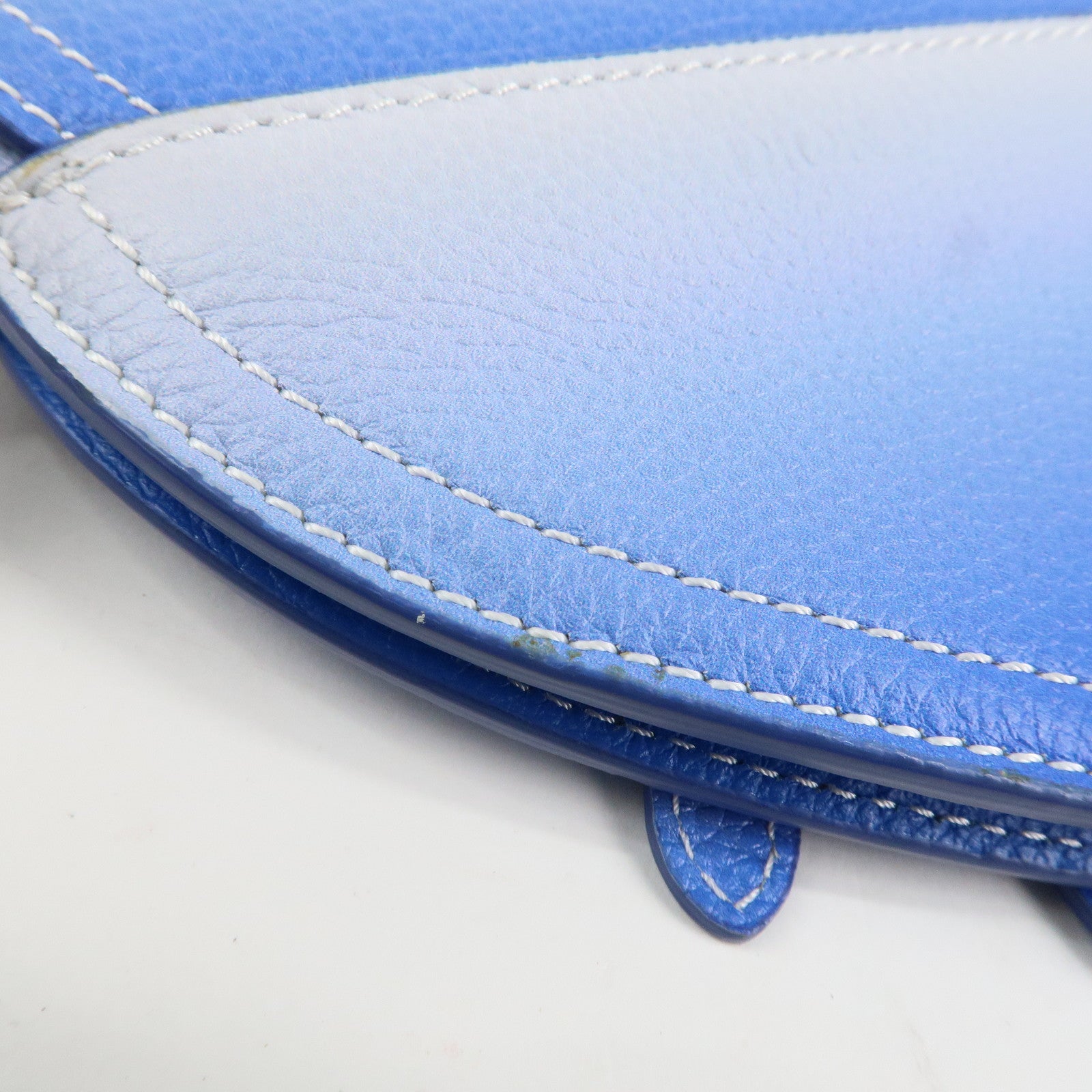 Christian Dior Leather Saddle Pouch Blue Charm 2ADKH127YMJ Used