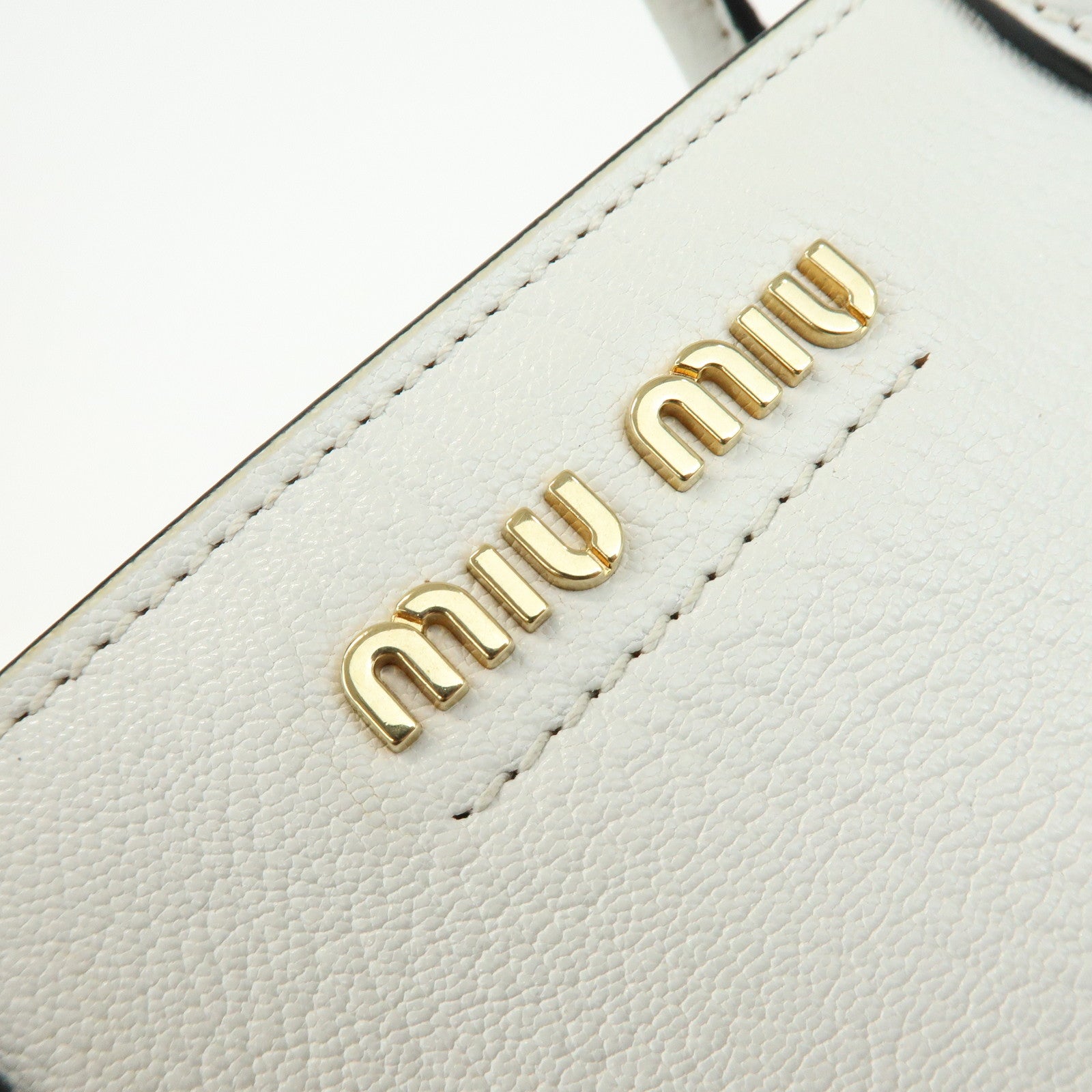 MIU MIU Madras Leather 2Way Bag Hand Bag Shoulder Bag White
