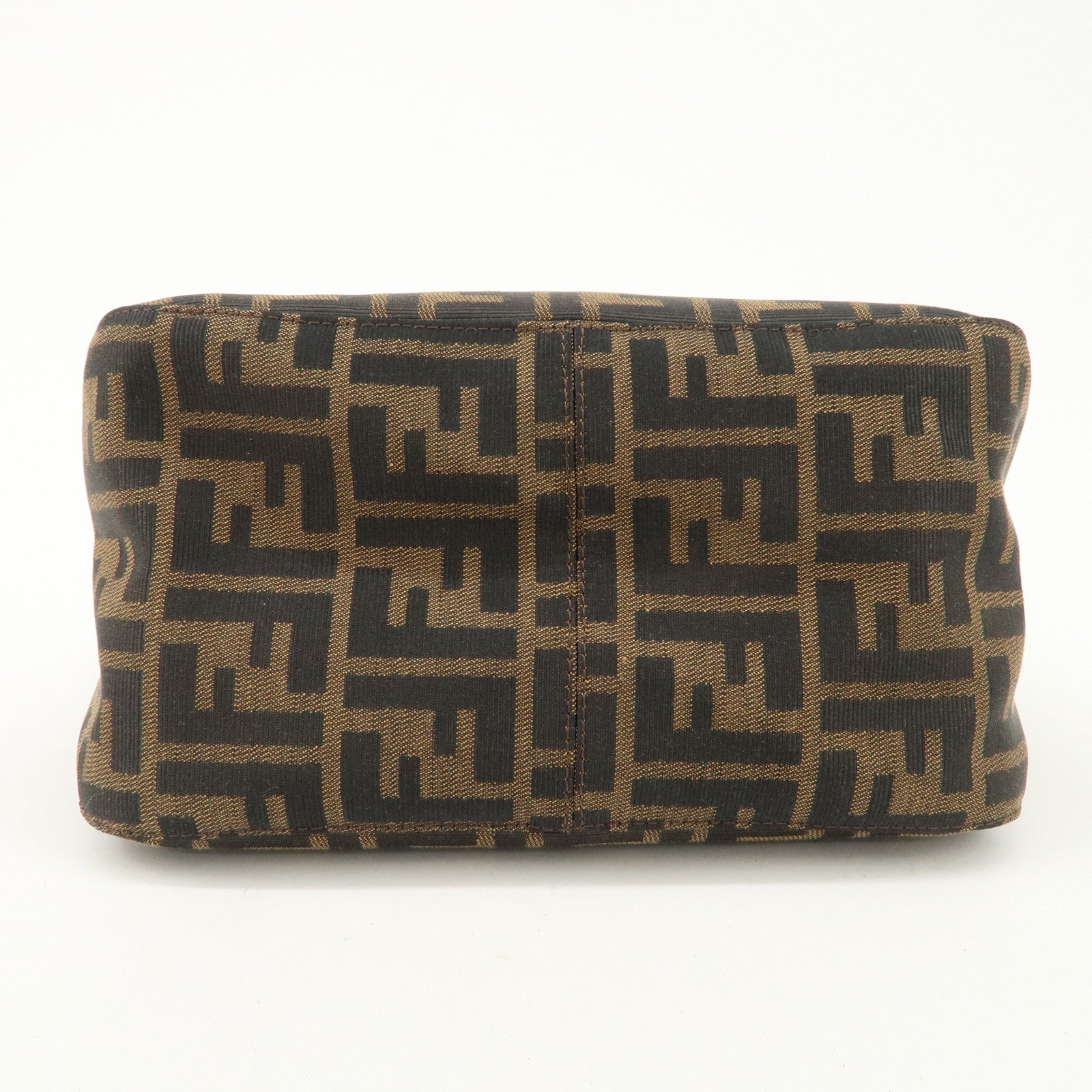 FENDI Zucca Canvas Leather Shoulder Bag Hand Bag Brown Black 26426 Used