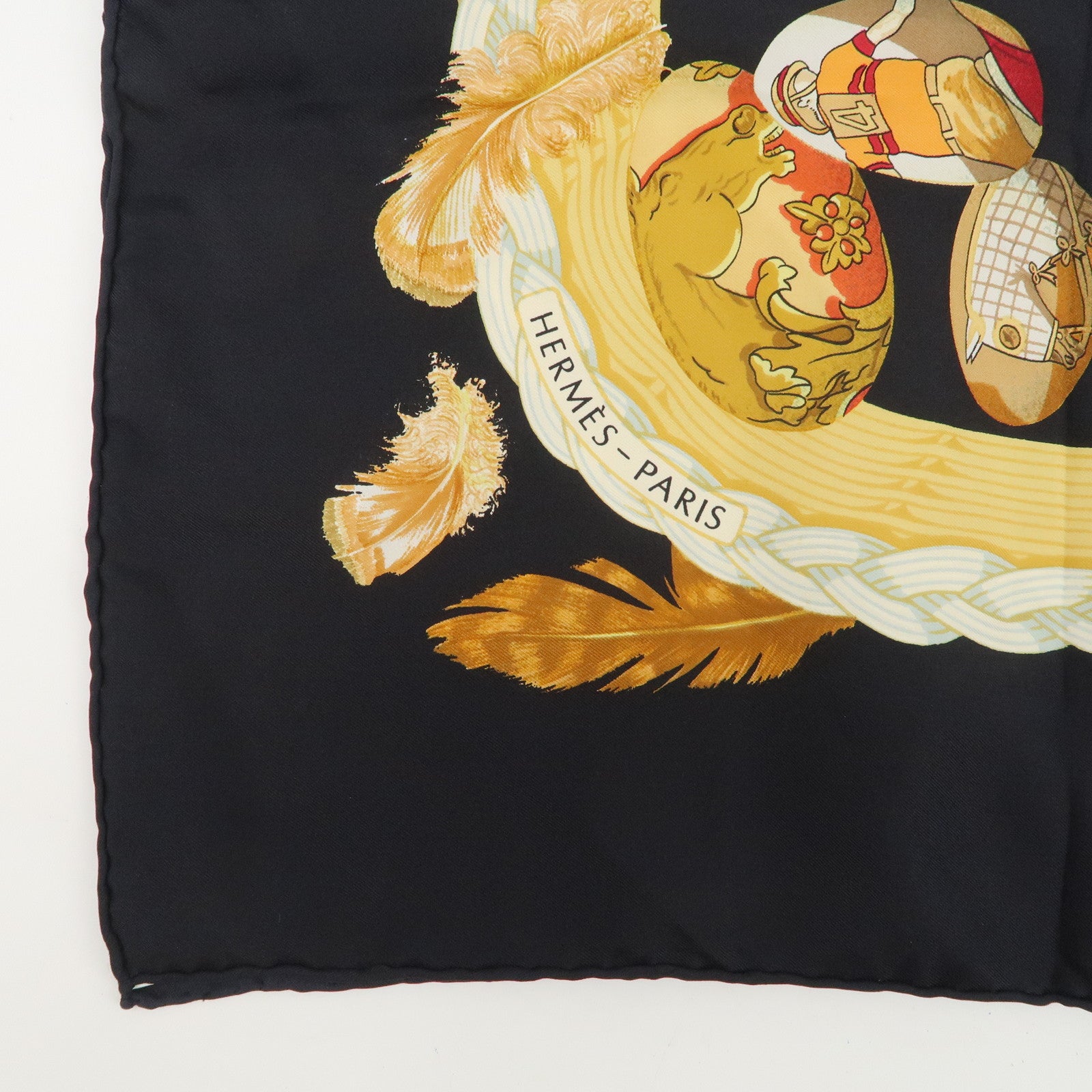 HERMES Carre 90 Silk 100% COUVEE D'HERMES Scarf Black Brown