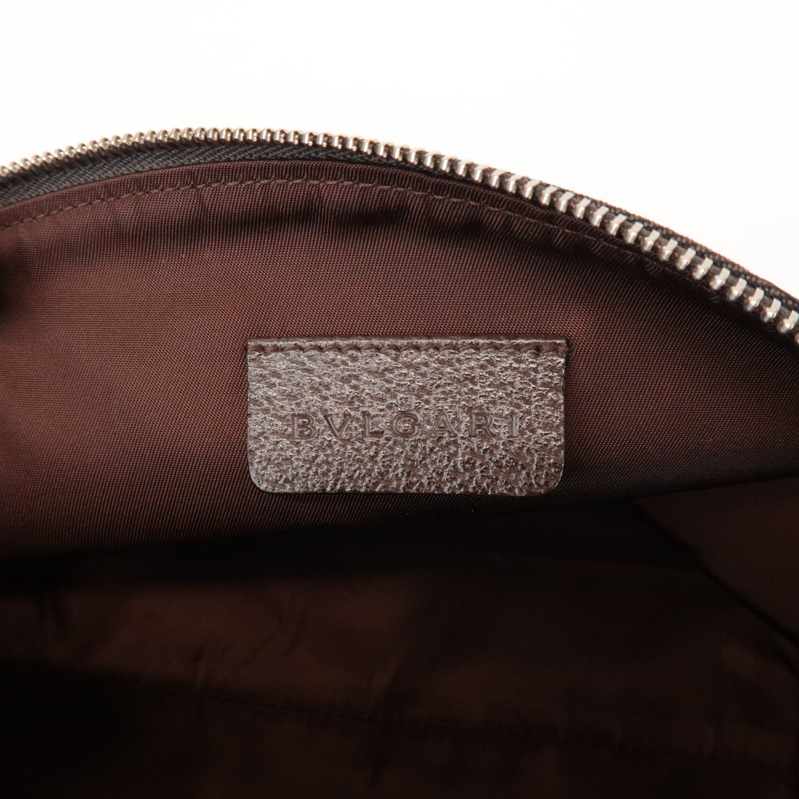 BVLGARI Logomania Canvas Pouch Cosmetic Pouch Dark Brown