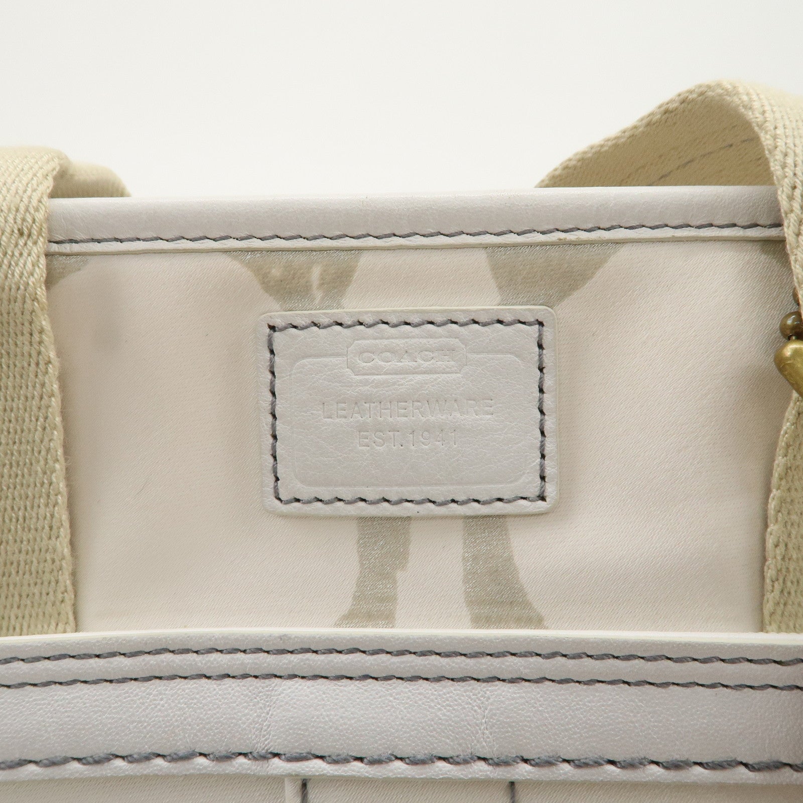 COACH Signature Nylon Straw Leather Set of 2 Hand Bag Shoulder Bag