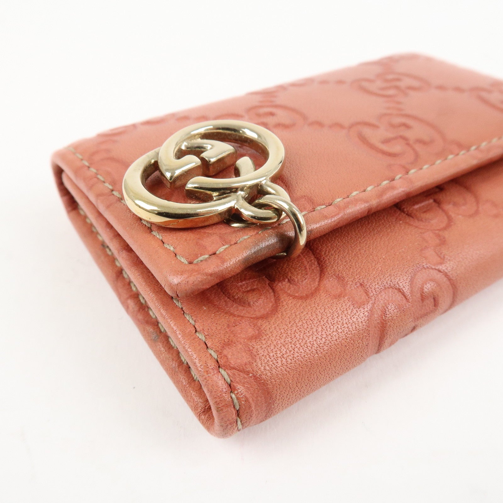 GUCCI Guccissima Leather 6 Rings Key Case Pink Gold HDW 212111 Used