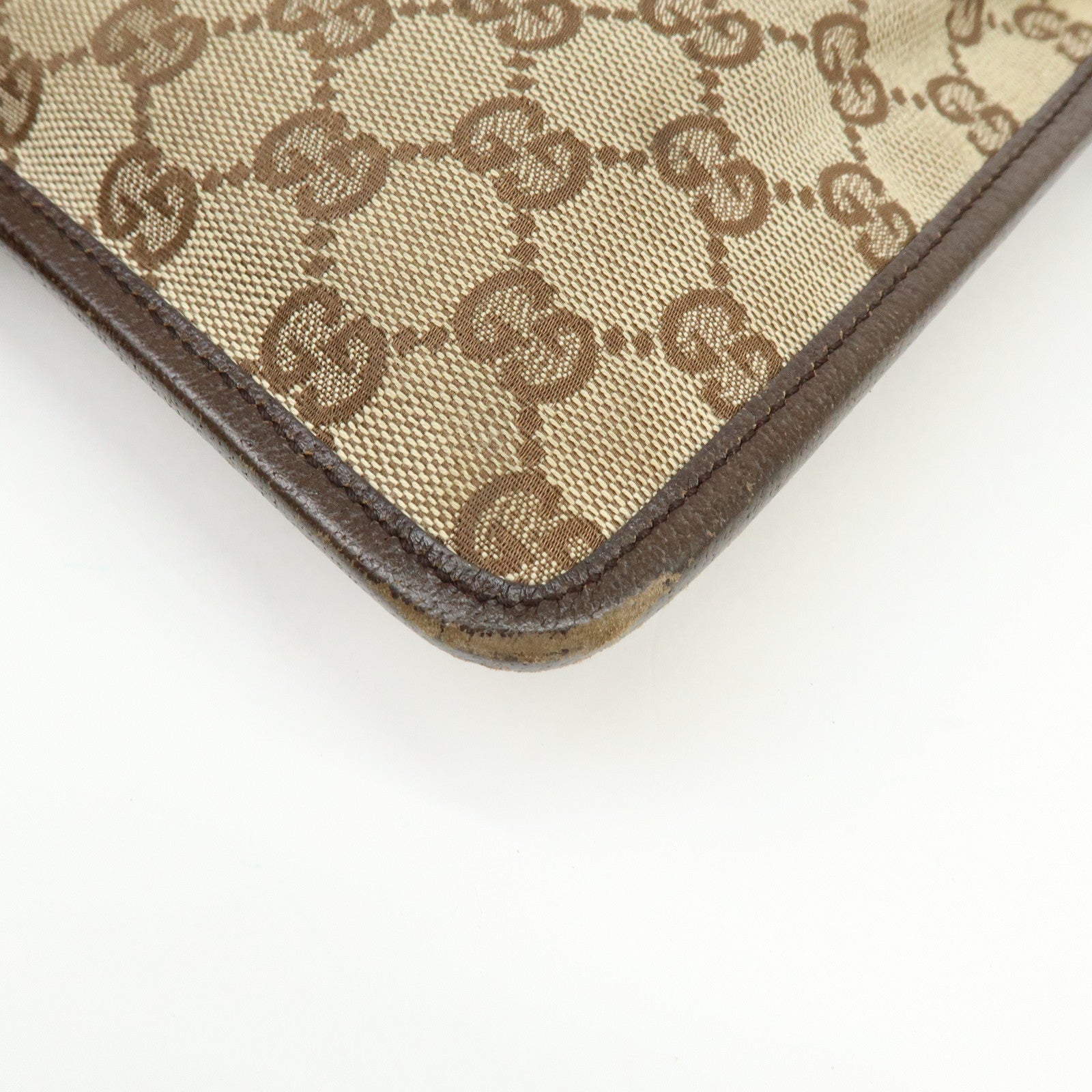 GUCCI Sherry GG Canvas Leather Shoulder Crossbody Bag Brown 27639