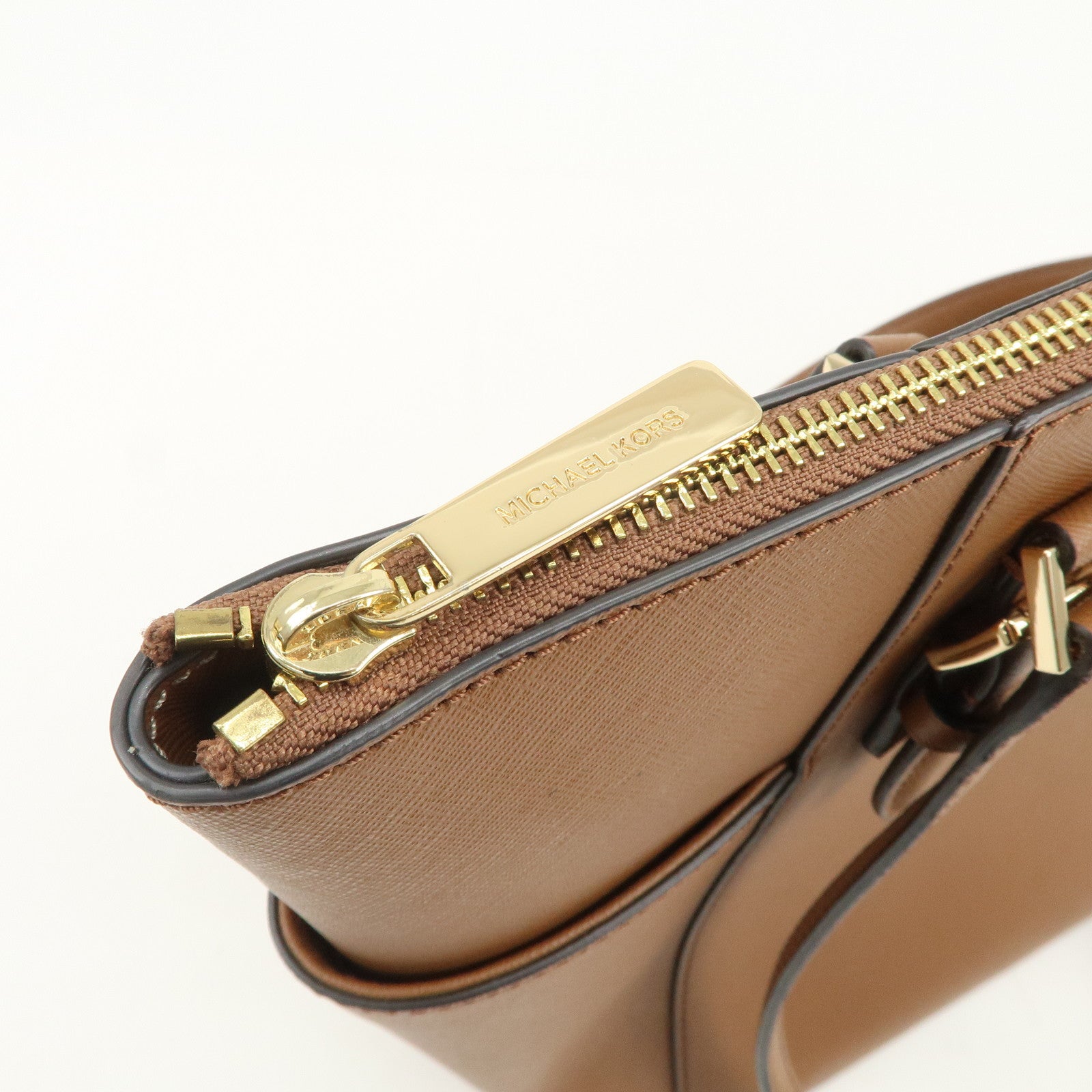 MICHAEL KORS Leather Tote Bag Shoulder Bag Brown Gold