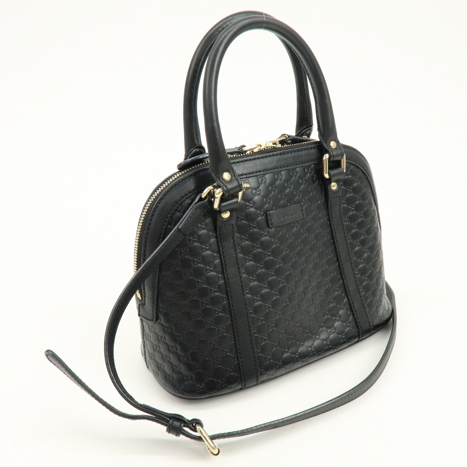 GUCCI Microguccissima Leather 2Way Bag Hand Bag Black 449654