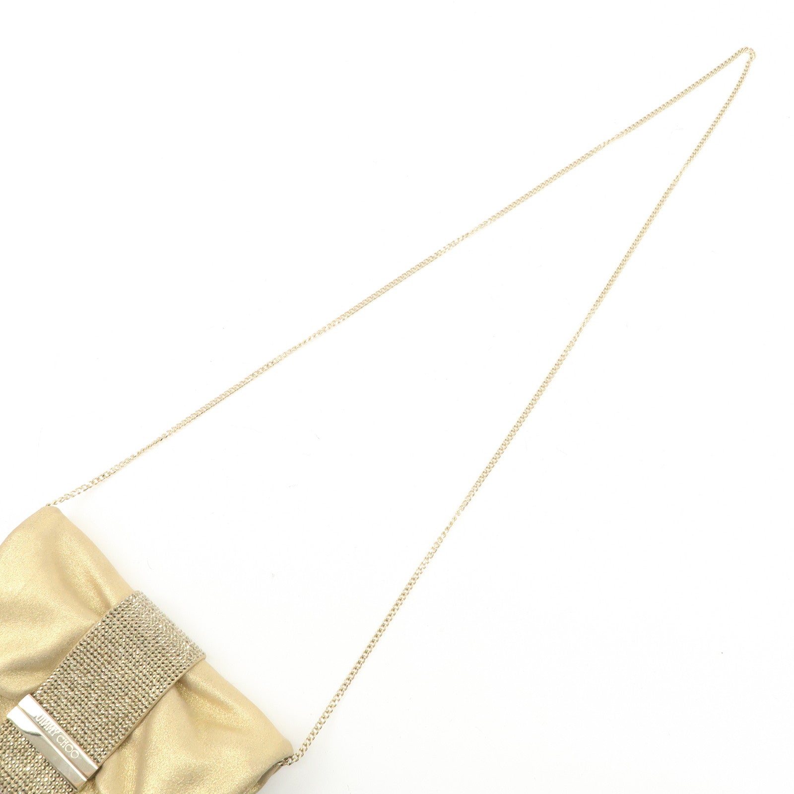 JIMMY CHOO Leather Mini Chain Shoulder Bag Rhine Stone Gold