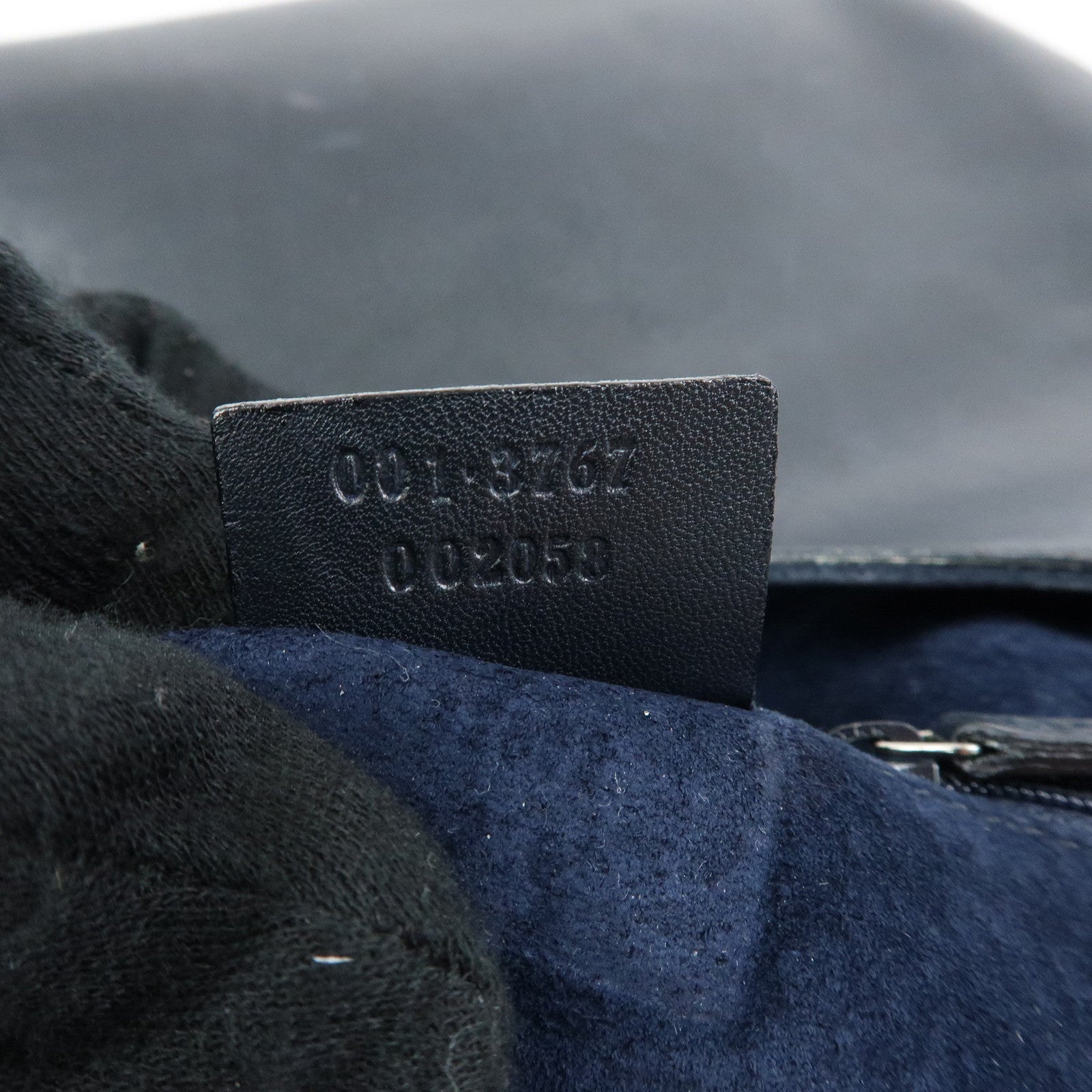 GUCCI Logo Leather Shoulder Bag Hand Bag Navy 001・3767