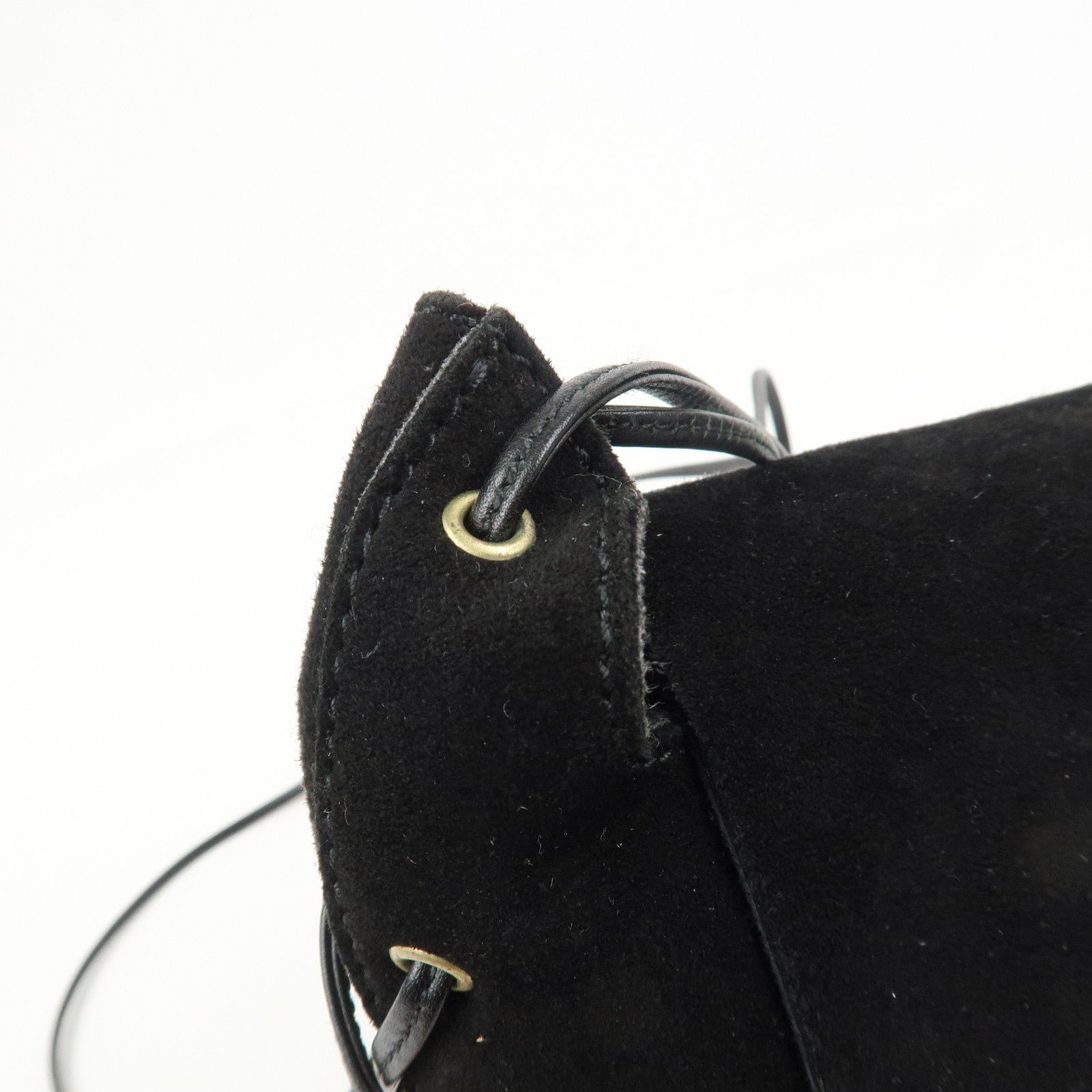 GUCCI Suede Leather Heart Shoulder Bag Black 95107