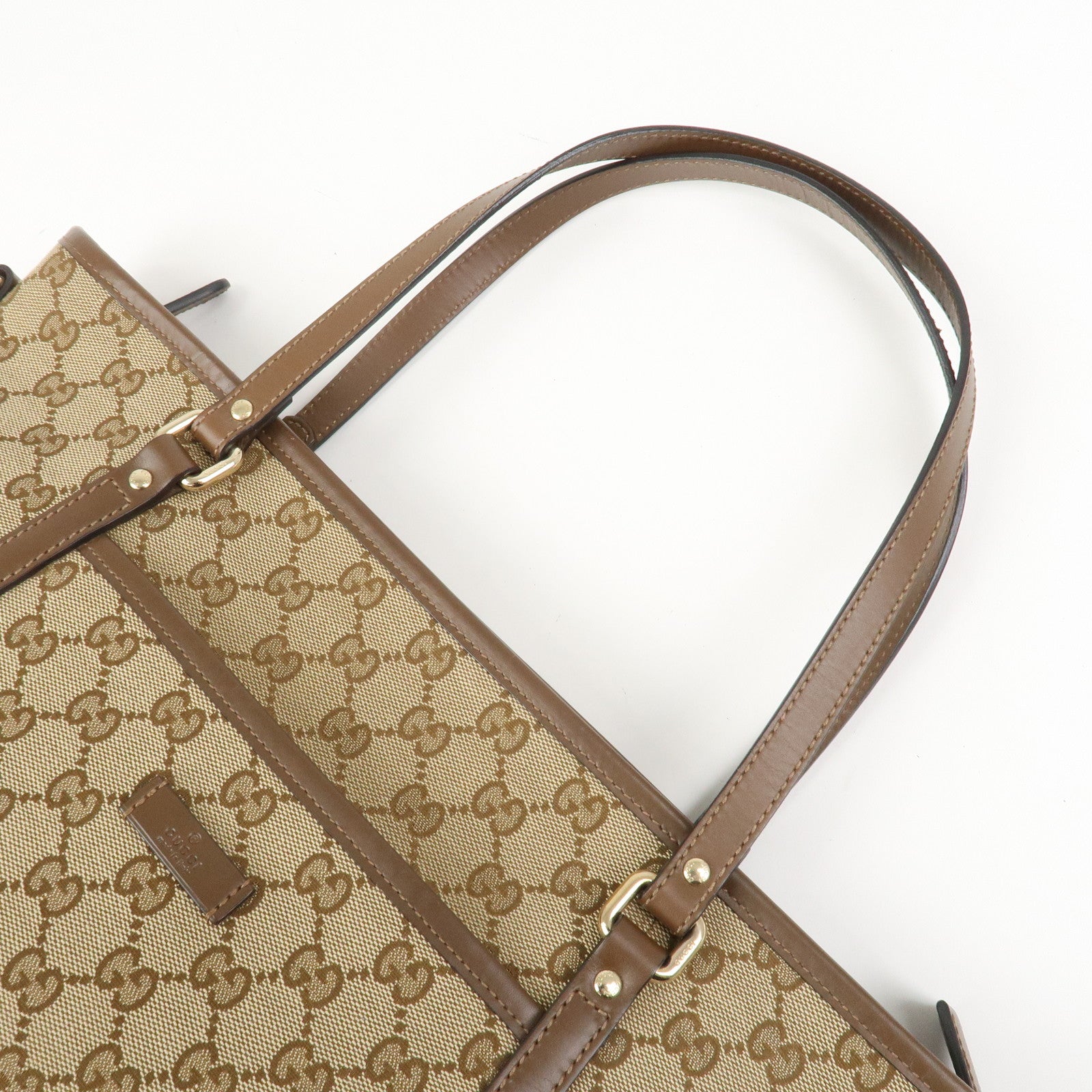 GUCCI GG Monogram Canvas Leather 2Way Tote Bag Beige Brown 388929