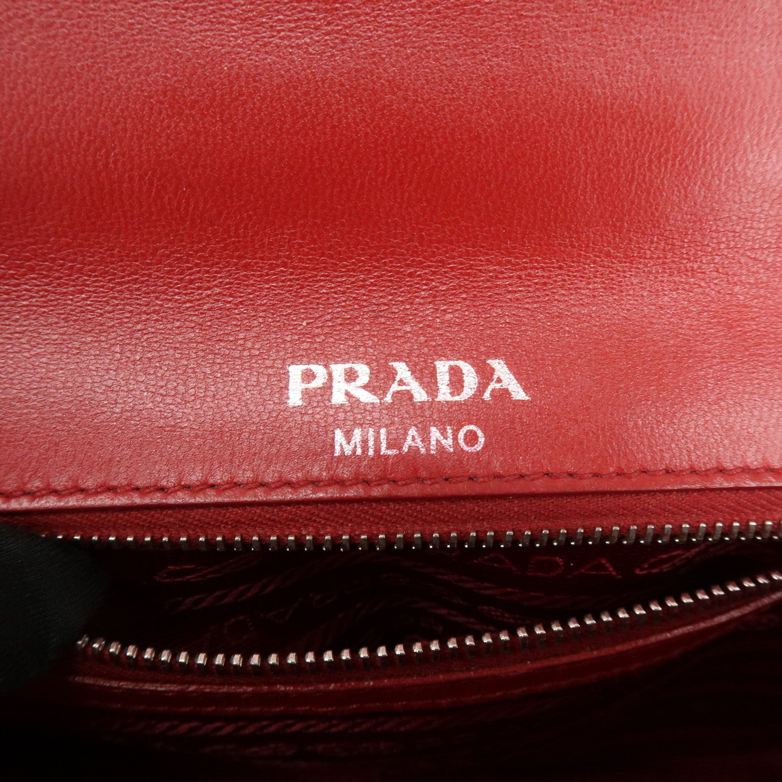 PRADA Nappa Goatskin Leather Chain Shoulder Bag Red 1BD140