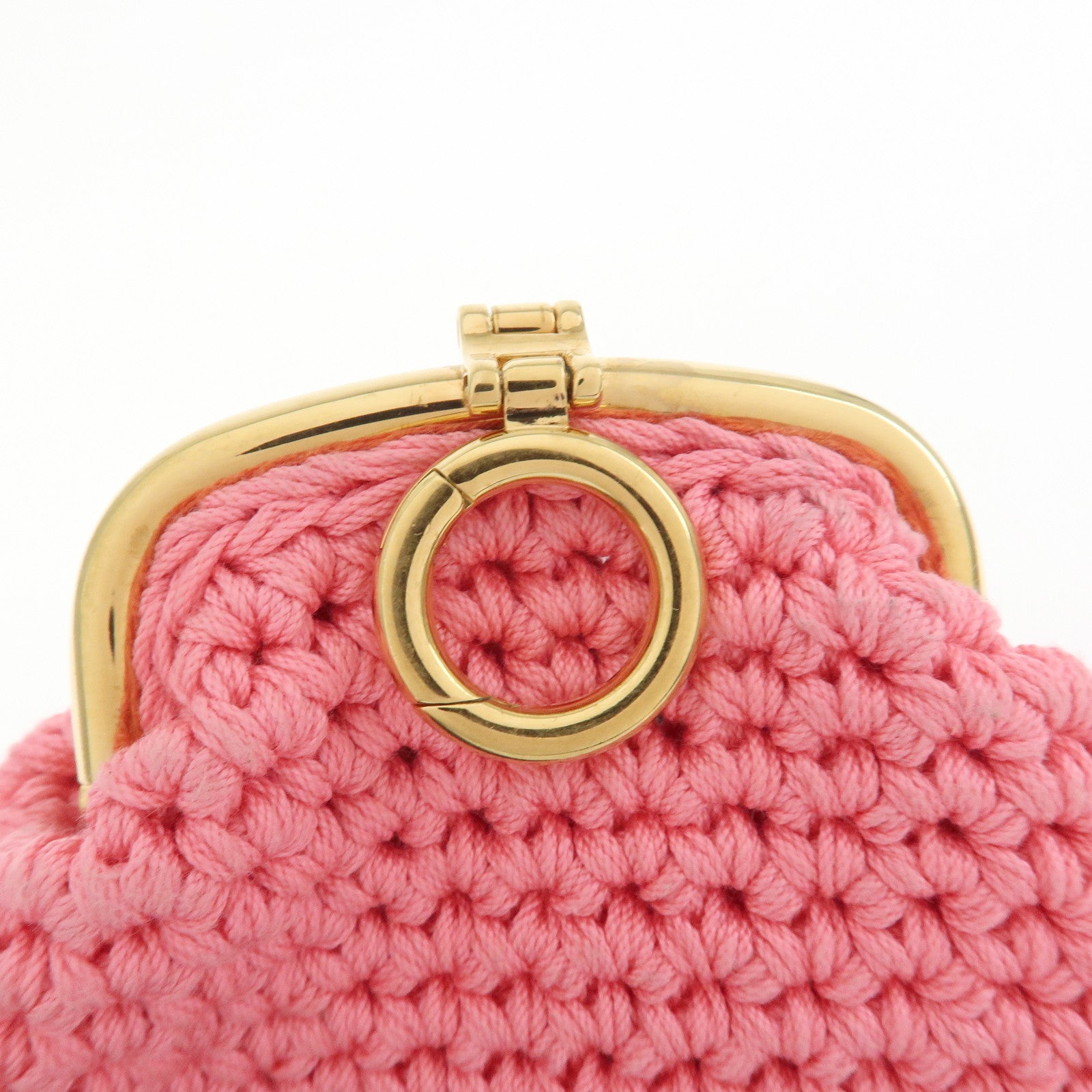 FENDI Small Cotton Knit Pouch Coin Case Pink 8M0454