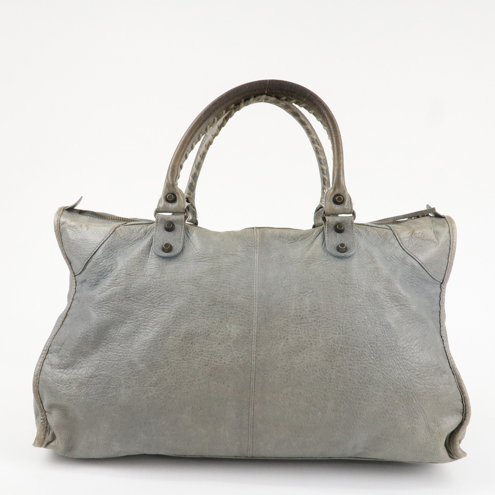 BALENCIAGA The Work Leather Tote Bag Hand Bag Gray Used