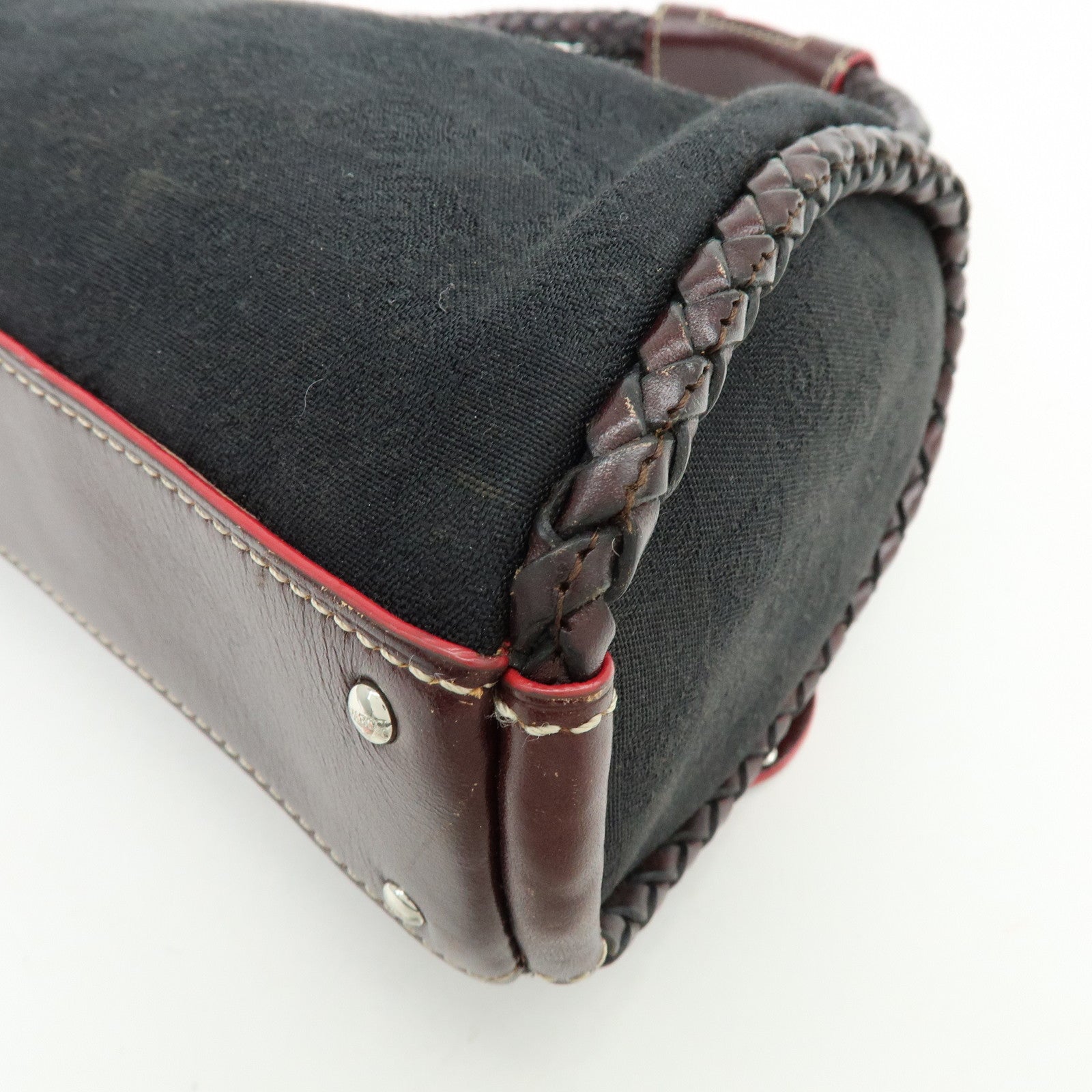 LOEWE Anagram Leather Mini Hand Bag Black Dark Brown