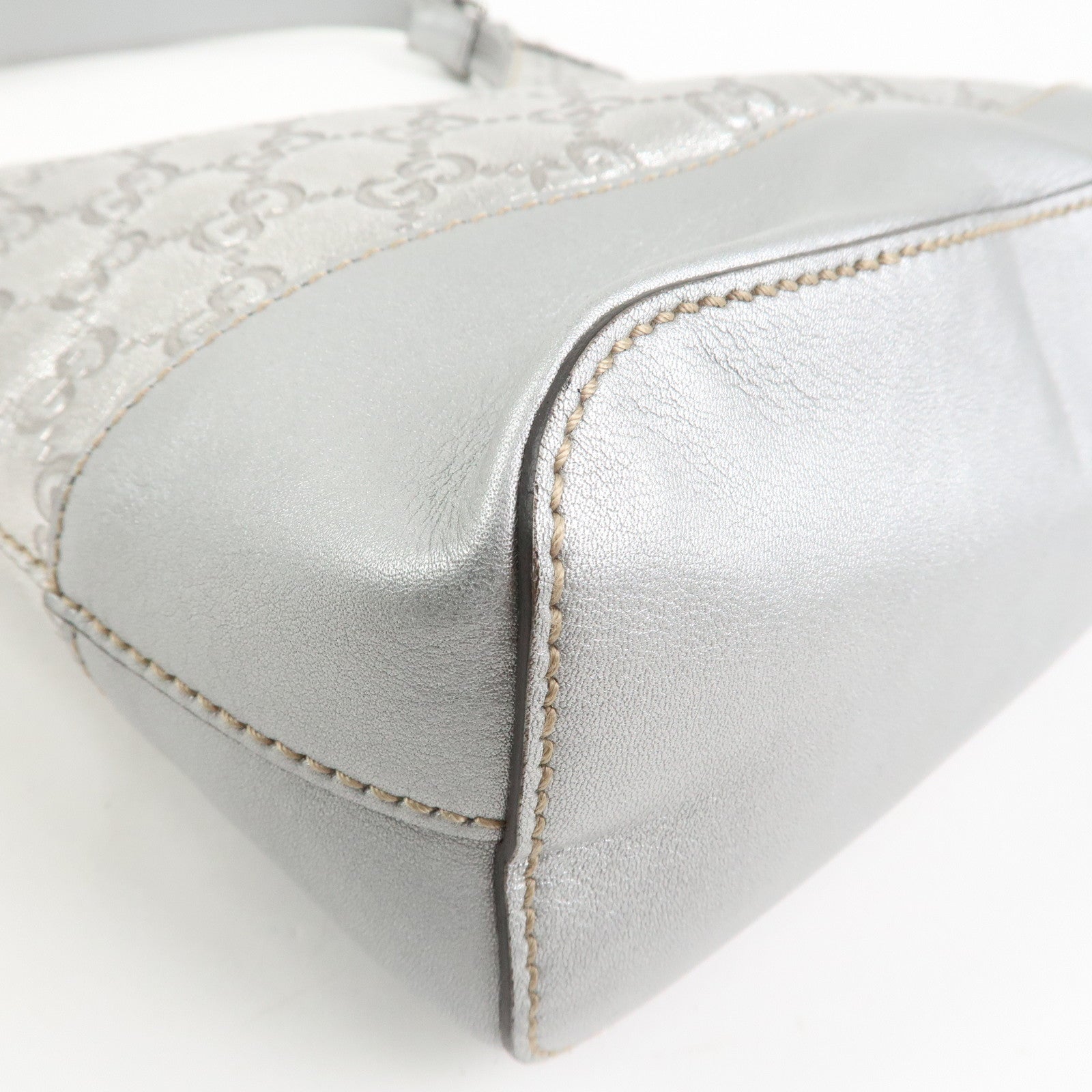 GUCCI Guccissima Leather Shoulder Bag Hand Bag Silver 239379