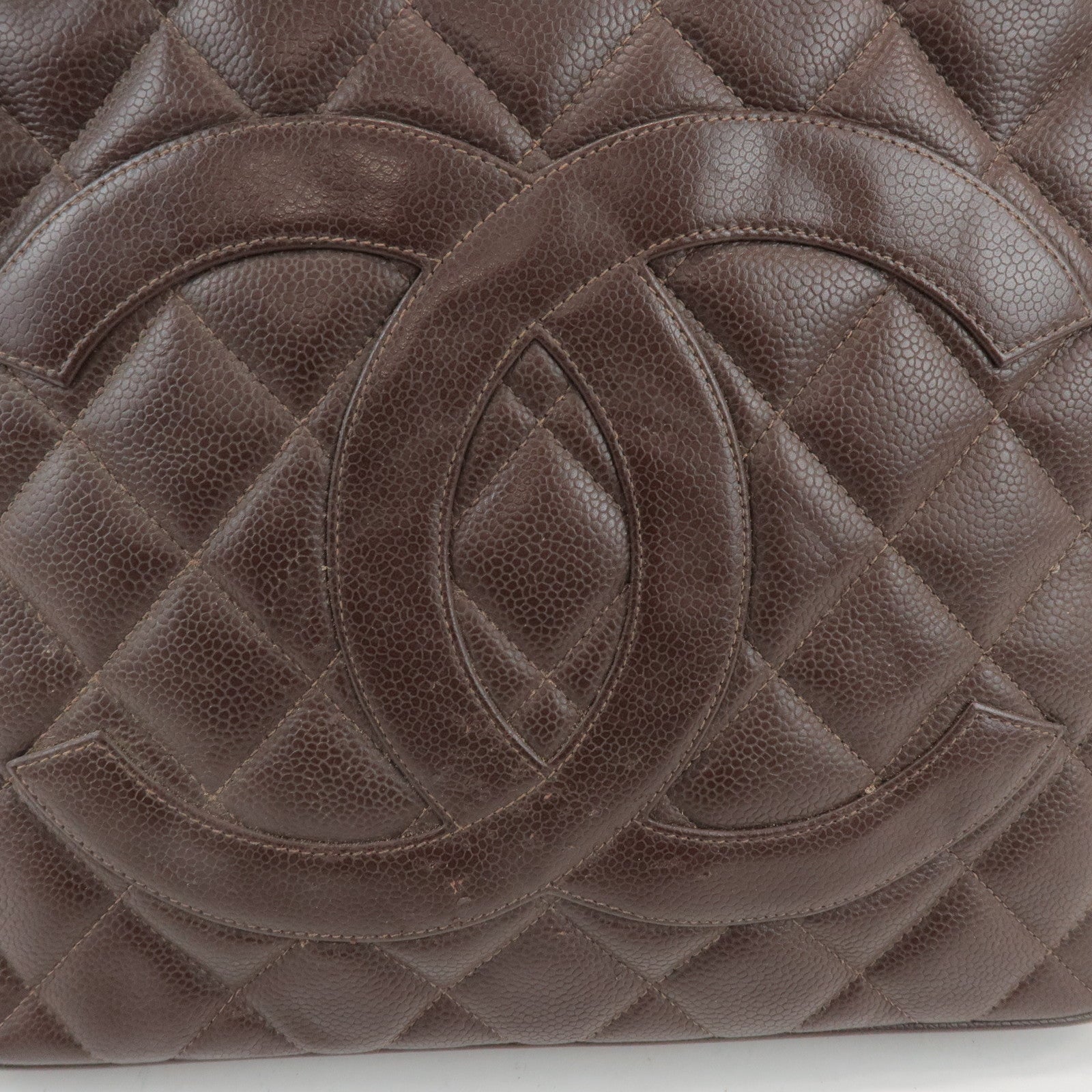 CHANEL Matelasse COCO Mark Caviarskin Medallion Tote Bag A01804