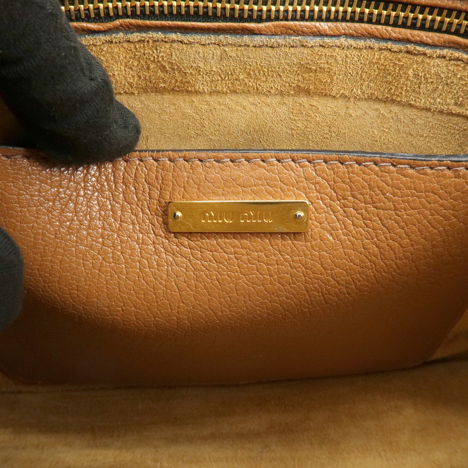MIU MIU Madras Convertible Denim Leather 2Way Bag Hand Bag 5BA104