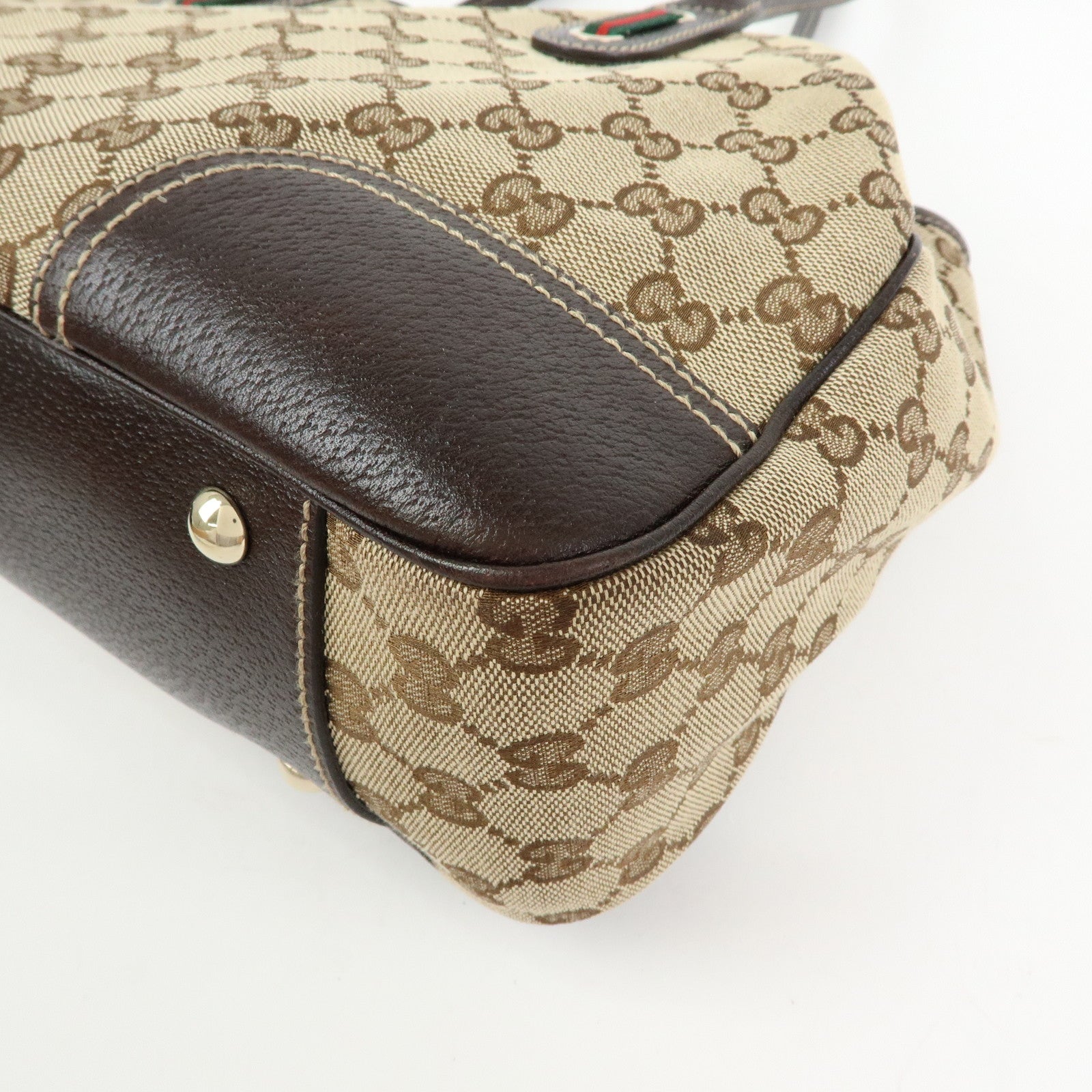 GUCCI Princy Sherry GG Canvas Leather Tote Bag Hand Bag 163805