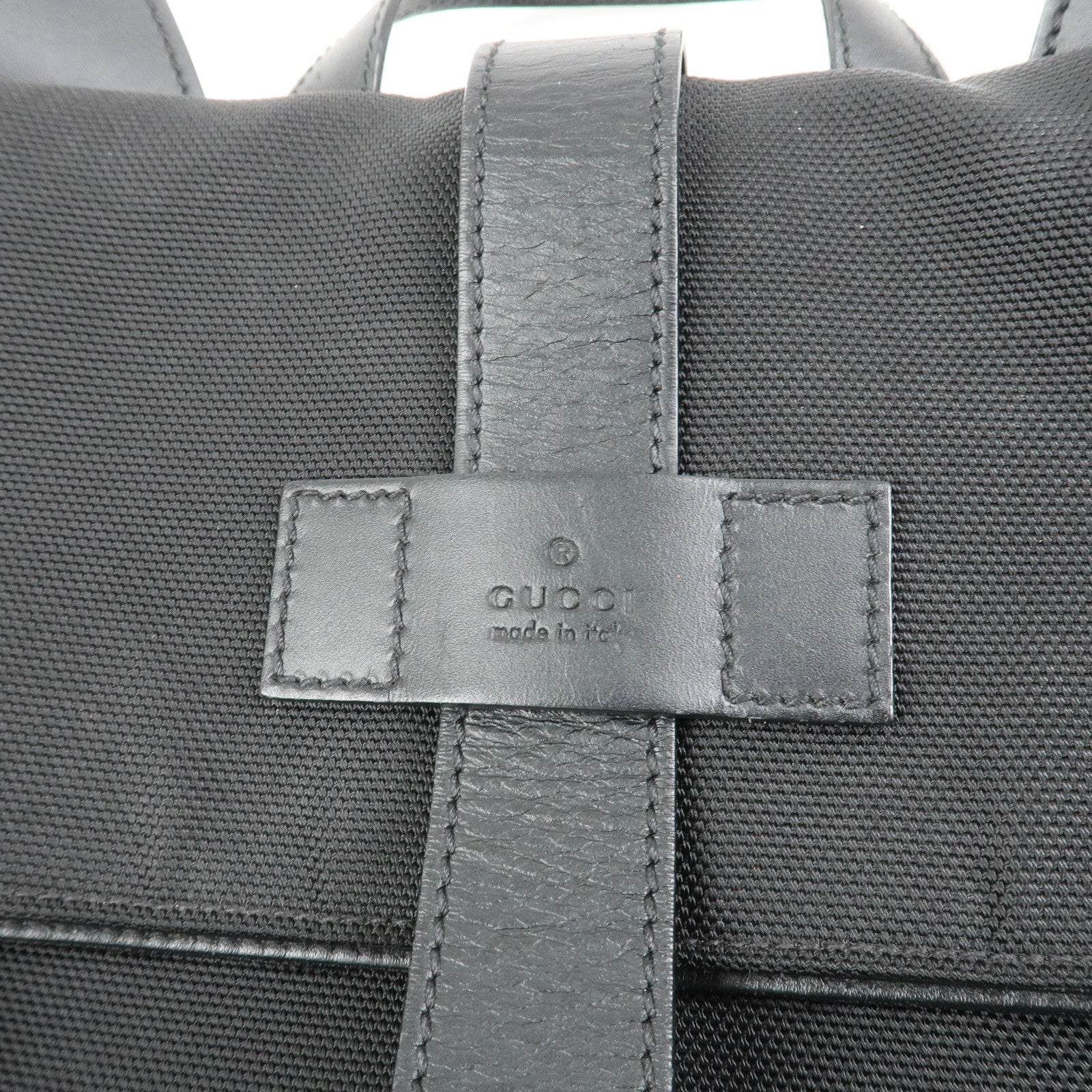 GUCCI Sherry Canvas Leather Backpack Rucksack Black 619749
