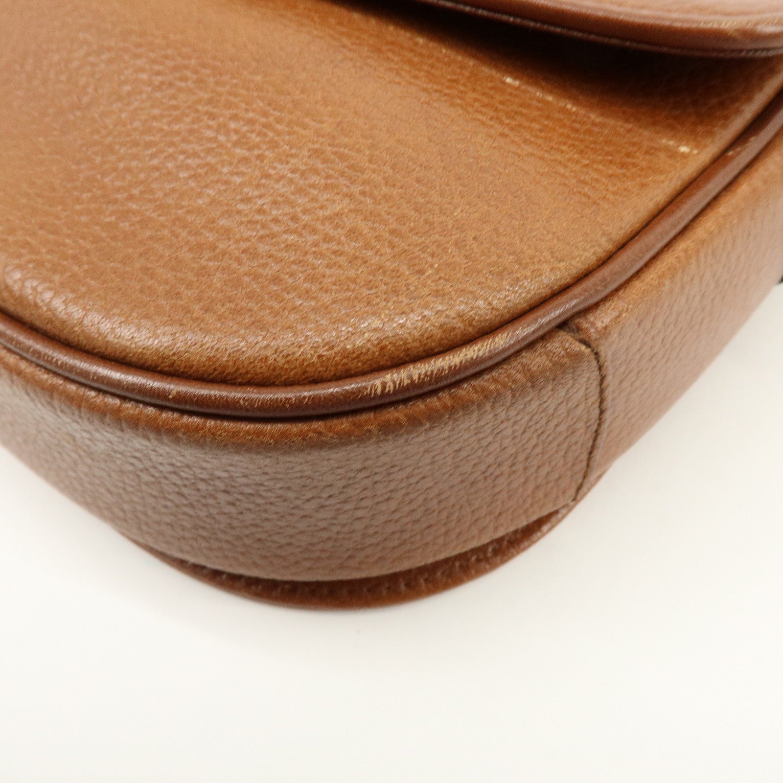 BURBERRY Logo Leather Shoulder Bag Crossbody Bag Brown