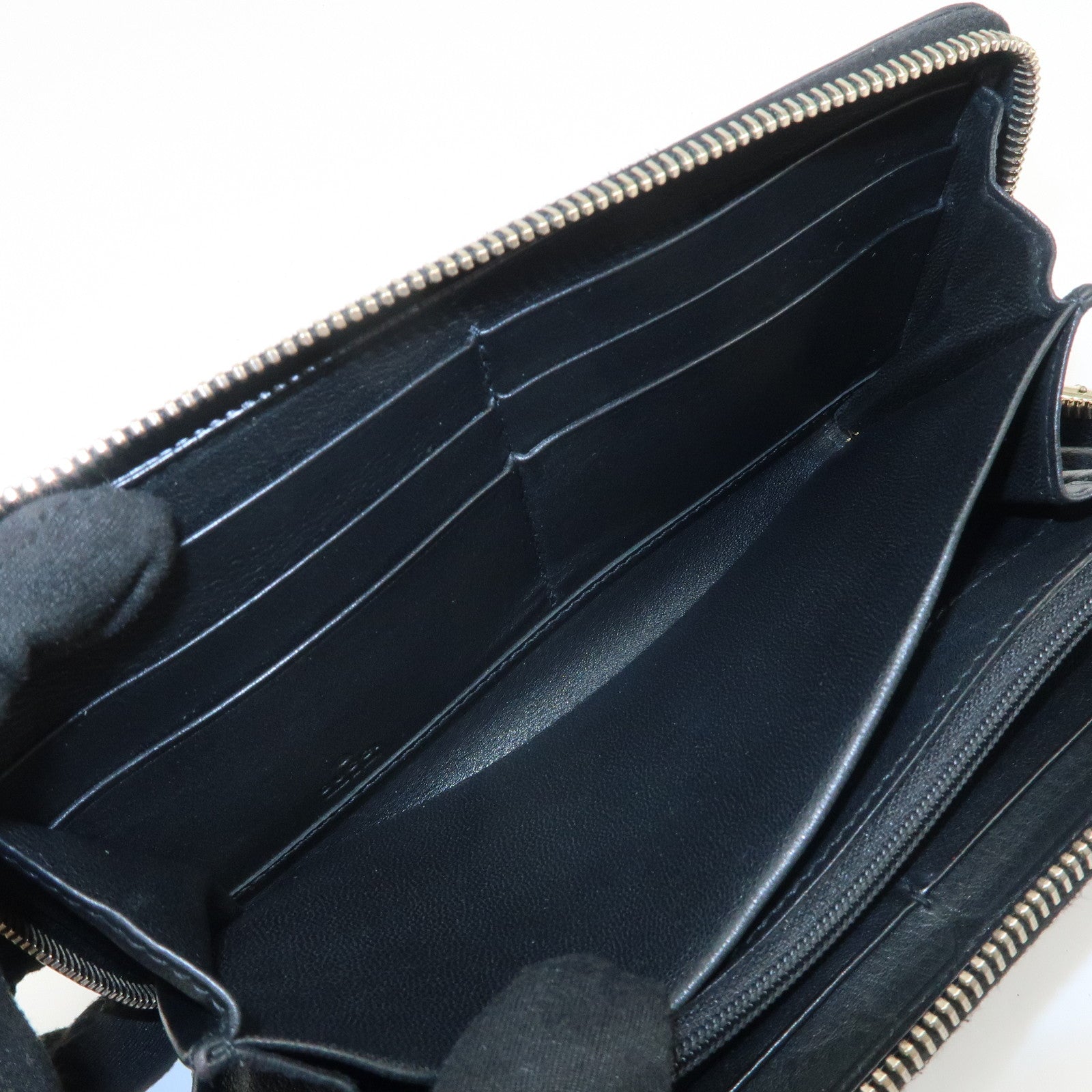 GUCCI Bamboo Logo Leather Round Zippy Wallet Black 224253