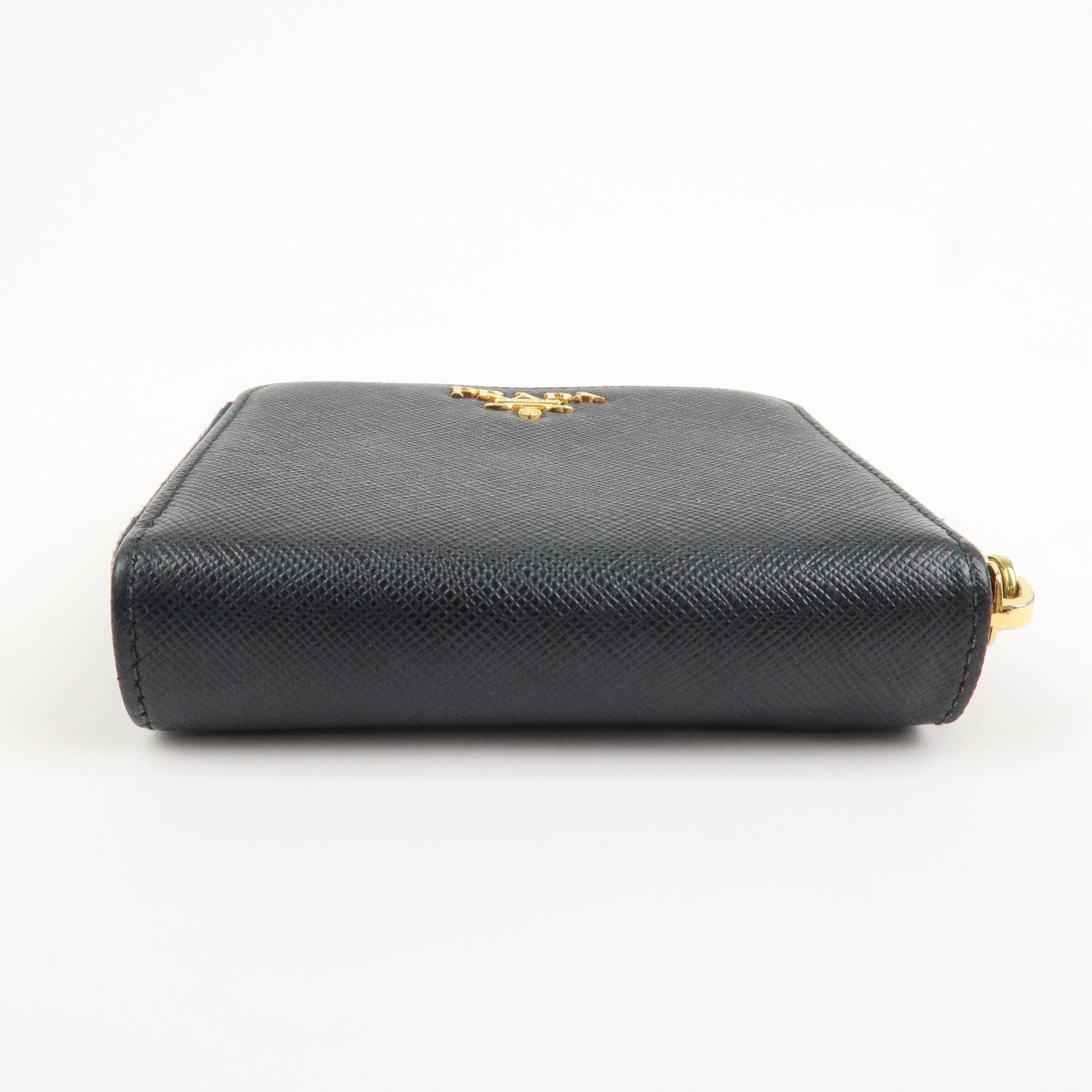 PRADA Saffiano Leather Round Zippy Bi-fold Compact Wallet 1ML522